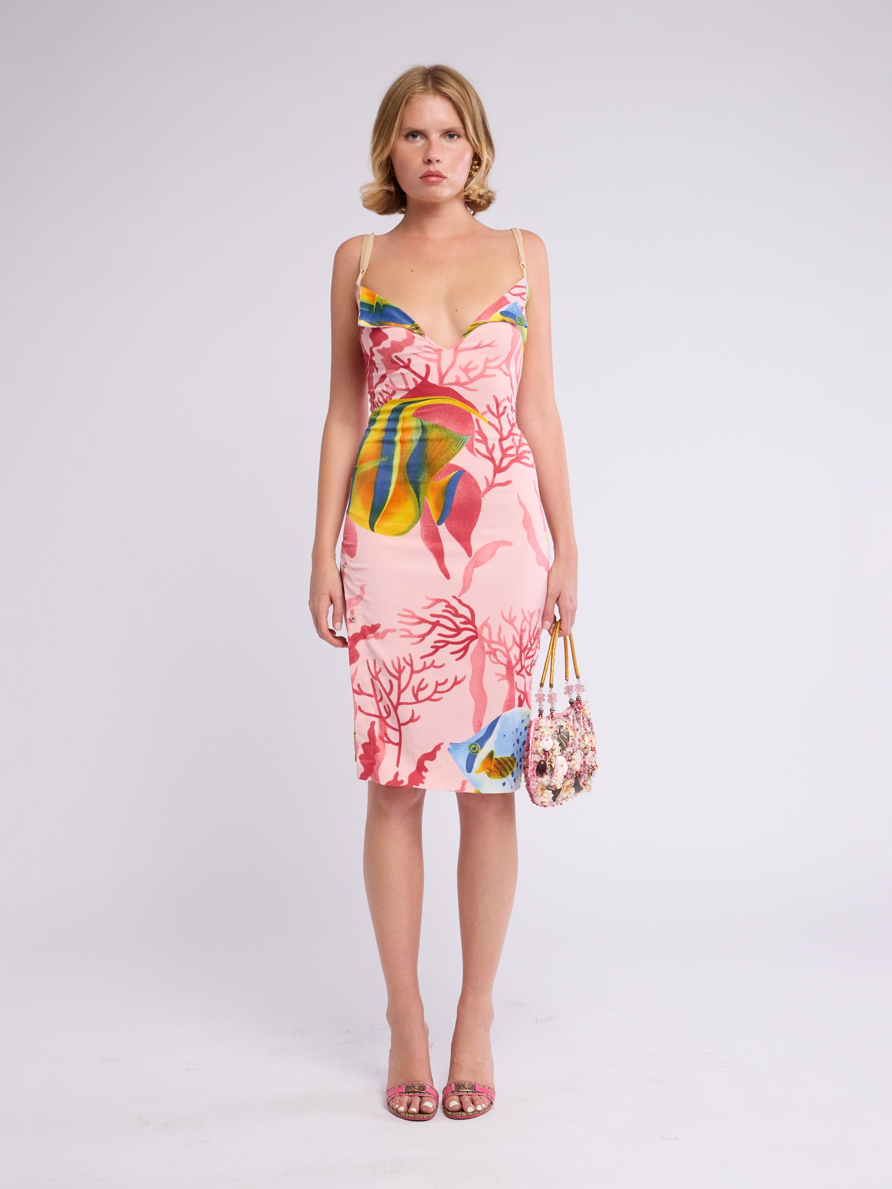 dolce gabbana pink dress & D&G 2000s Coral Fish TS2025HARDSALE Cocktail Dress Dress With self lining Color:Limited Spring Basil