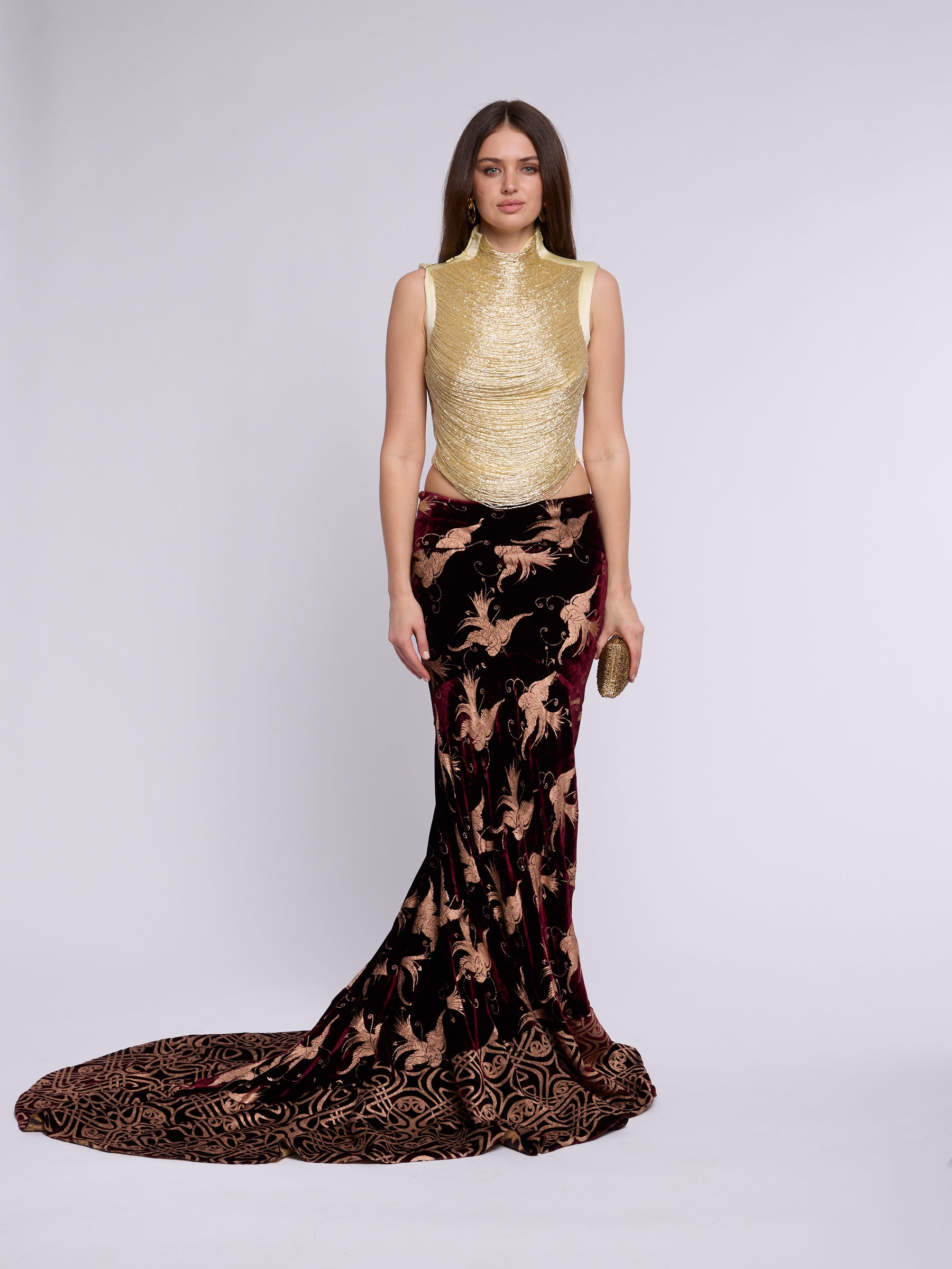 Roberto Cavalli 2006 Runway Velvet Maxi Skirt