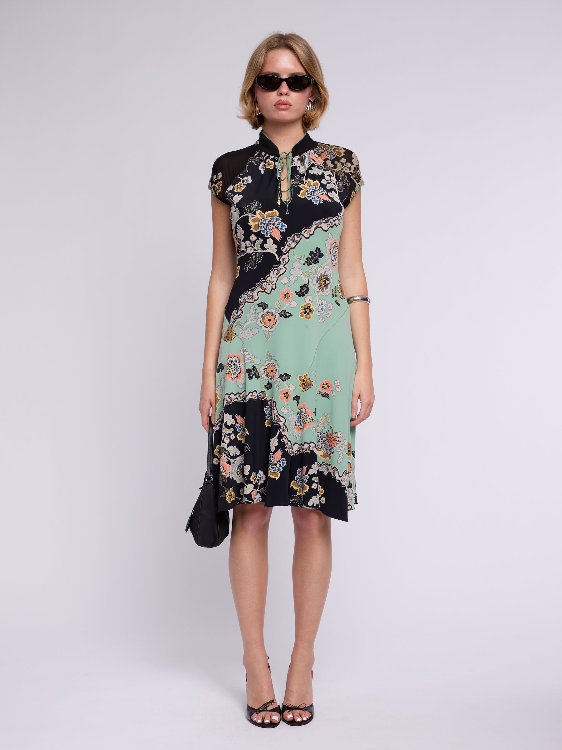 Roberto Cavalli SS 2003 Runway Chinoiserie Silk Midi Dress