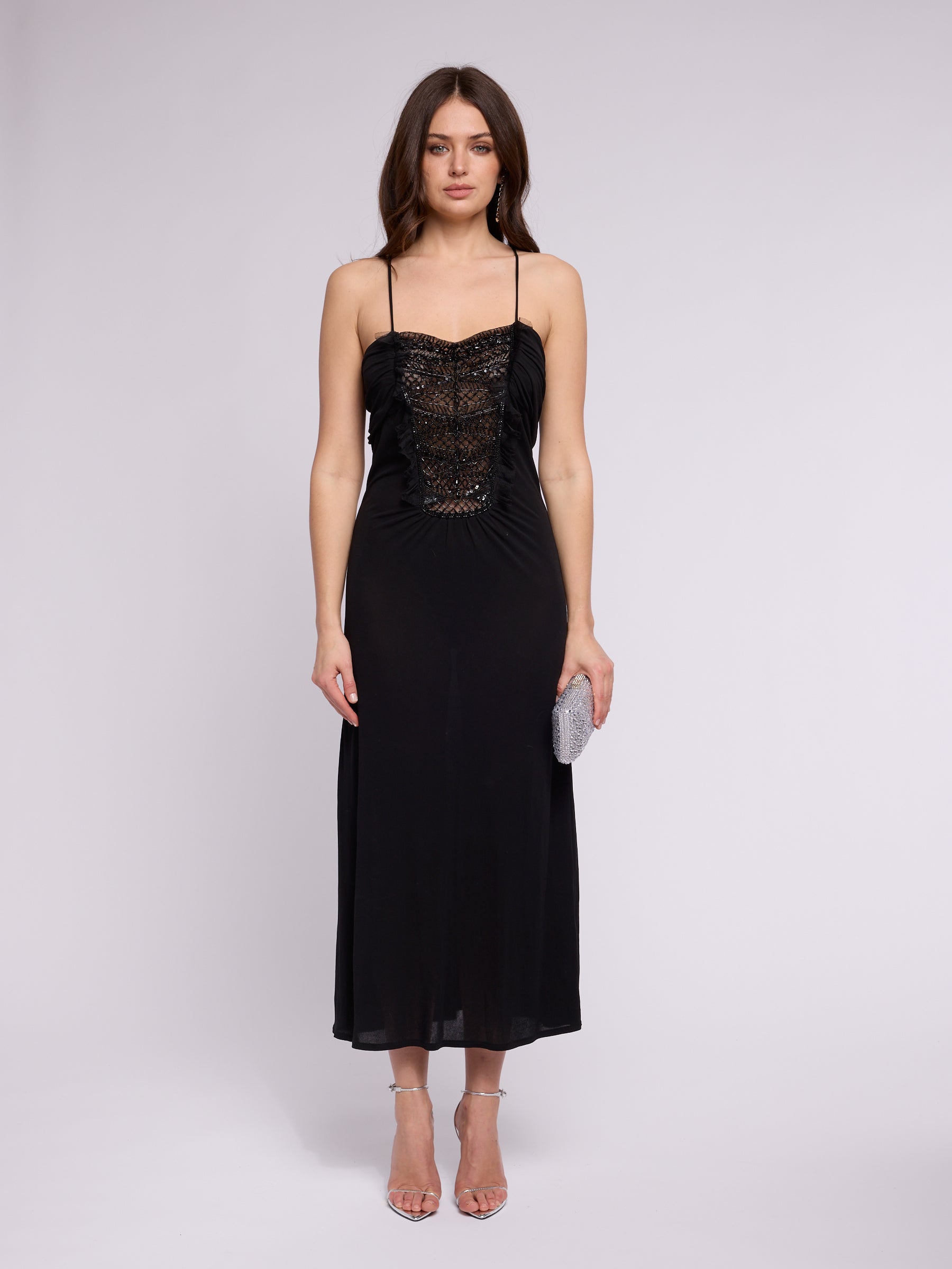 black valentino dress Roma Early 2000s Beaded Shoe Size:Size 9 Regular Male - Size 11 Regular Female with feathers carefully applied silhouette:dresses Black Satin Oversized Shirt