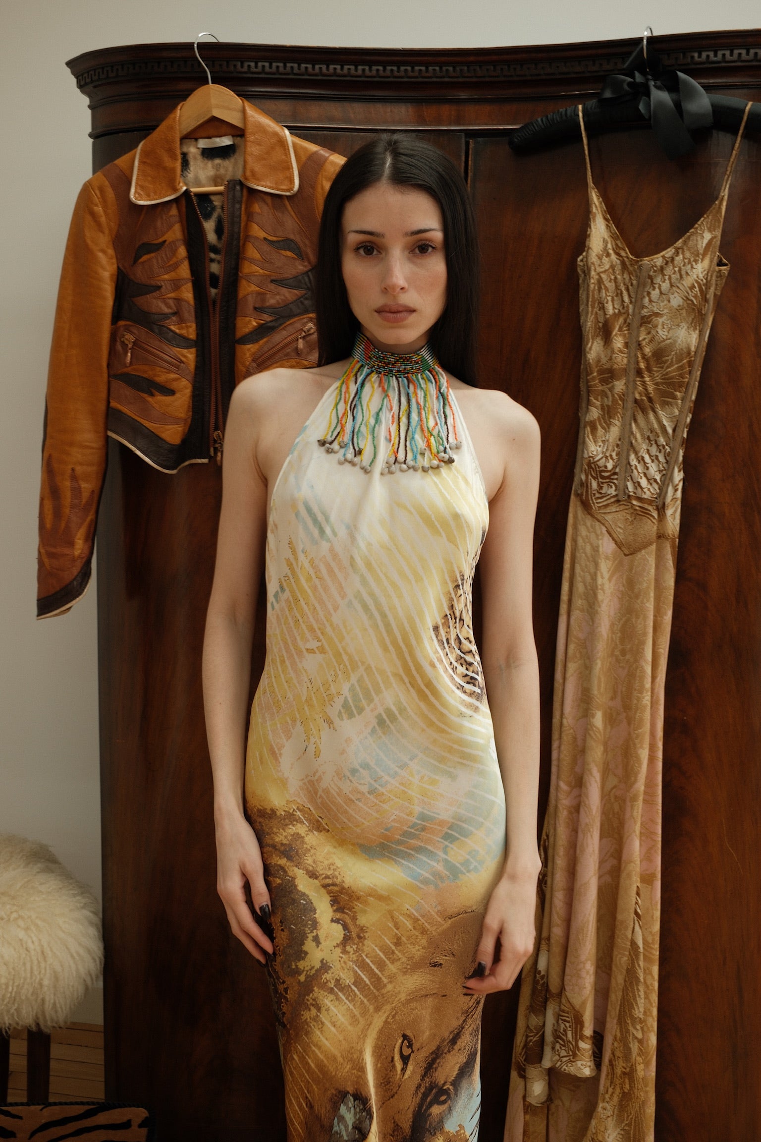 Roberto Cavalli SS 2002 Lion Beaded Dress