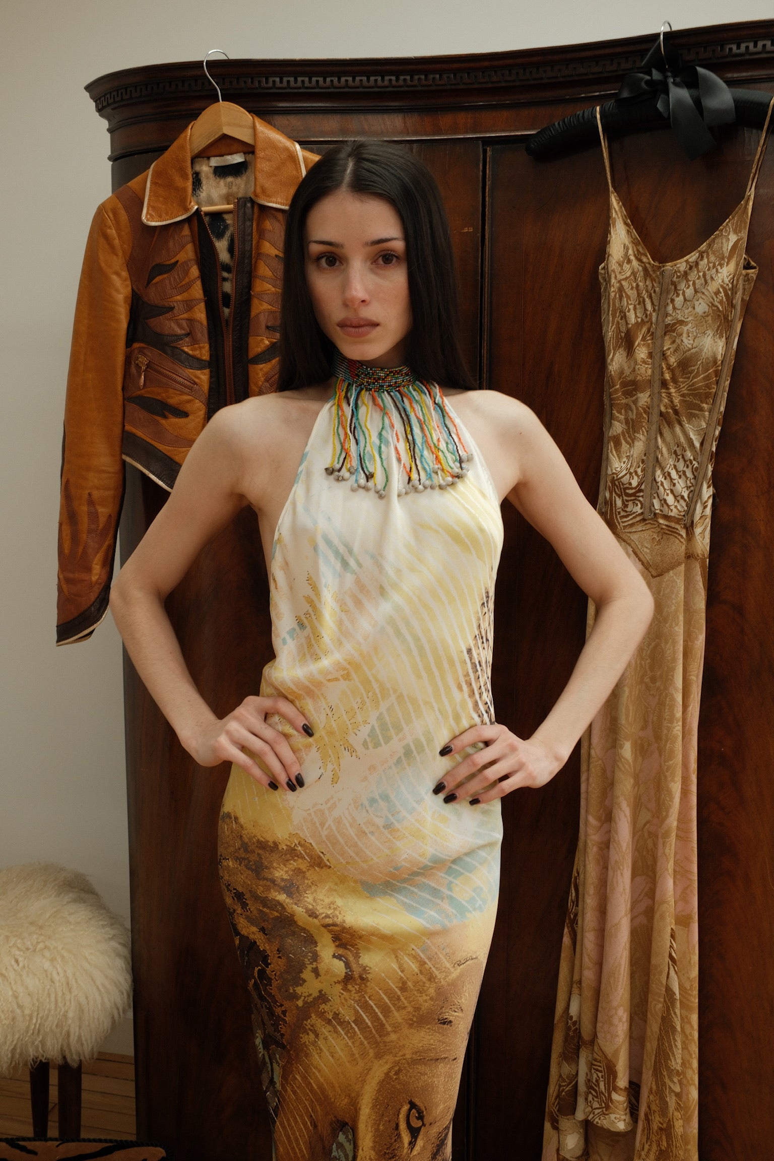 Roberto Cavalli SS 2002 Lion Beaded Dress