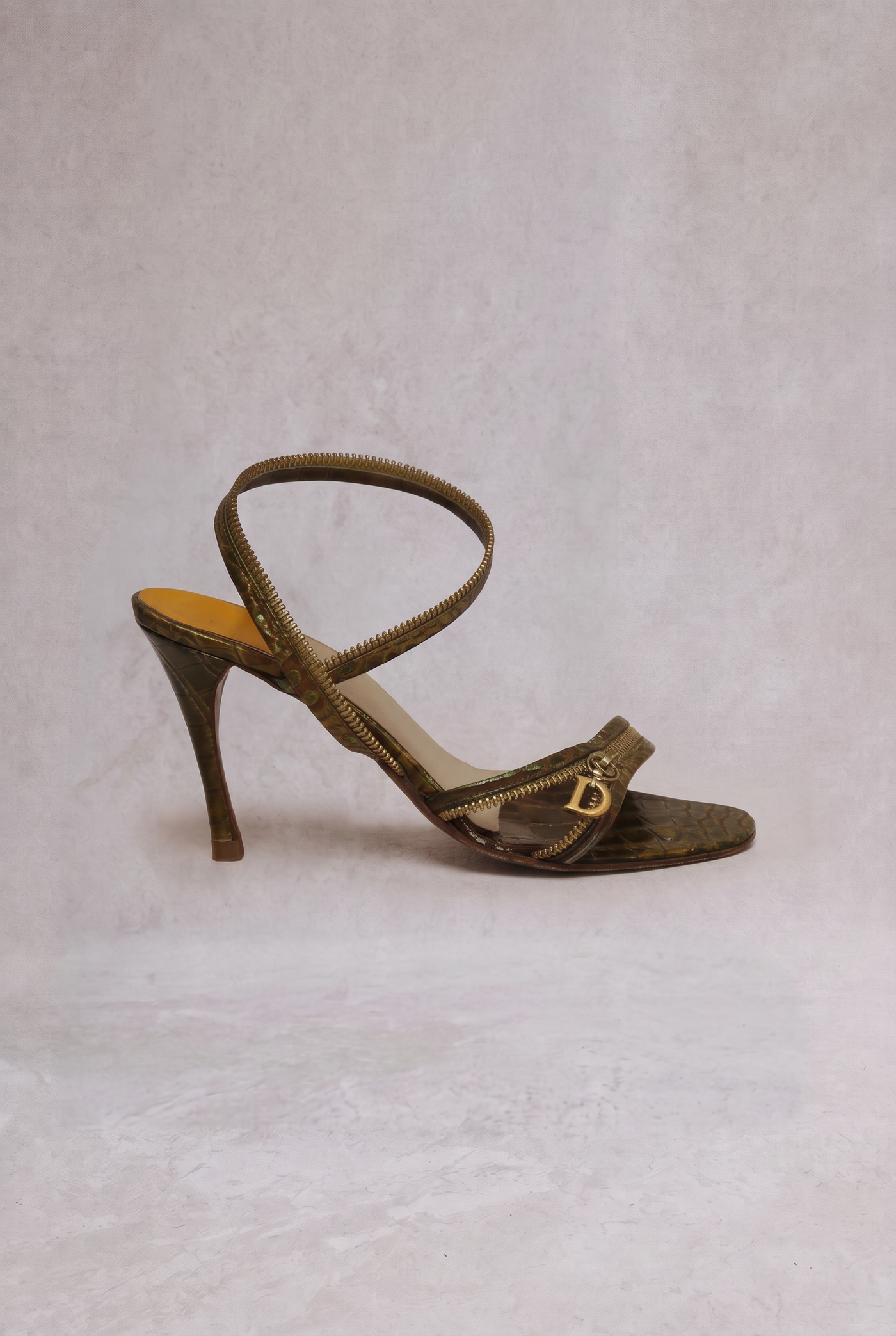 christian dior by john galliano ss 2001 croc embossed citrine zipper sandals