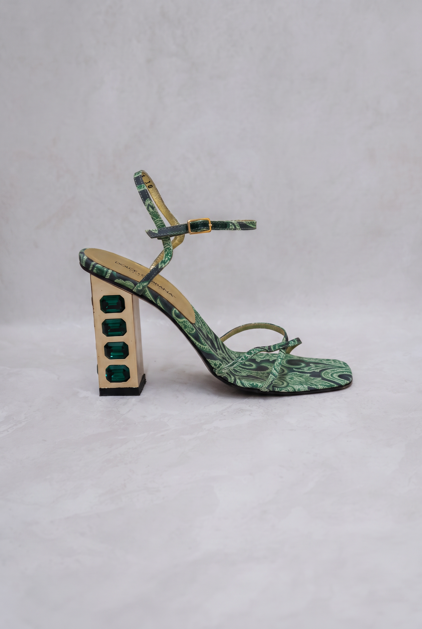 dolce and gabbana ss 2000 emerald gem block heels