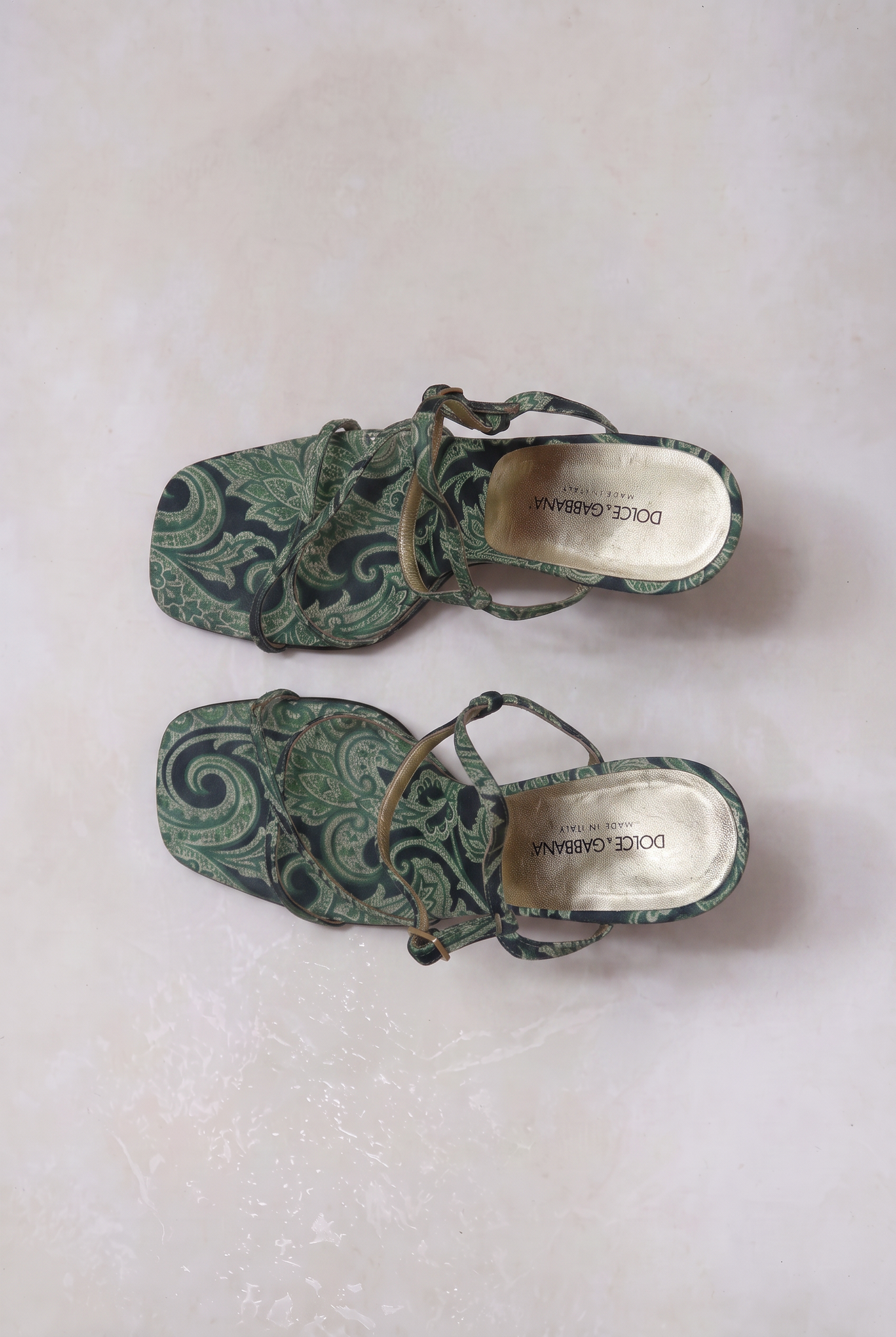 dolce and gabbana ss 2000 emerald gem block heels