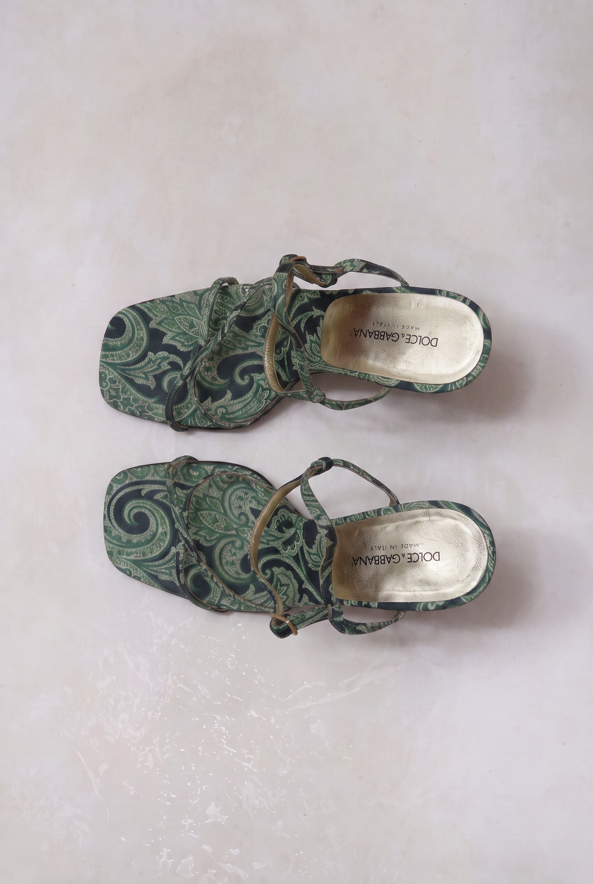 dolce and gabbana ss 2000 emerald gem block heels