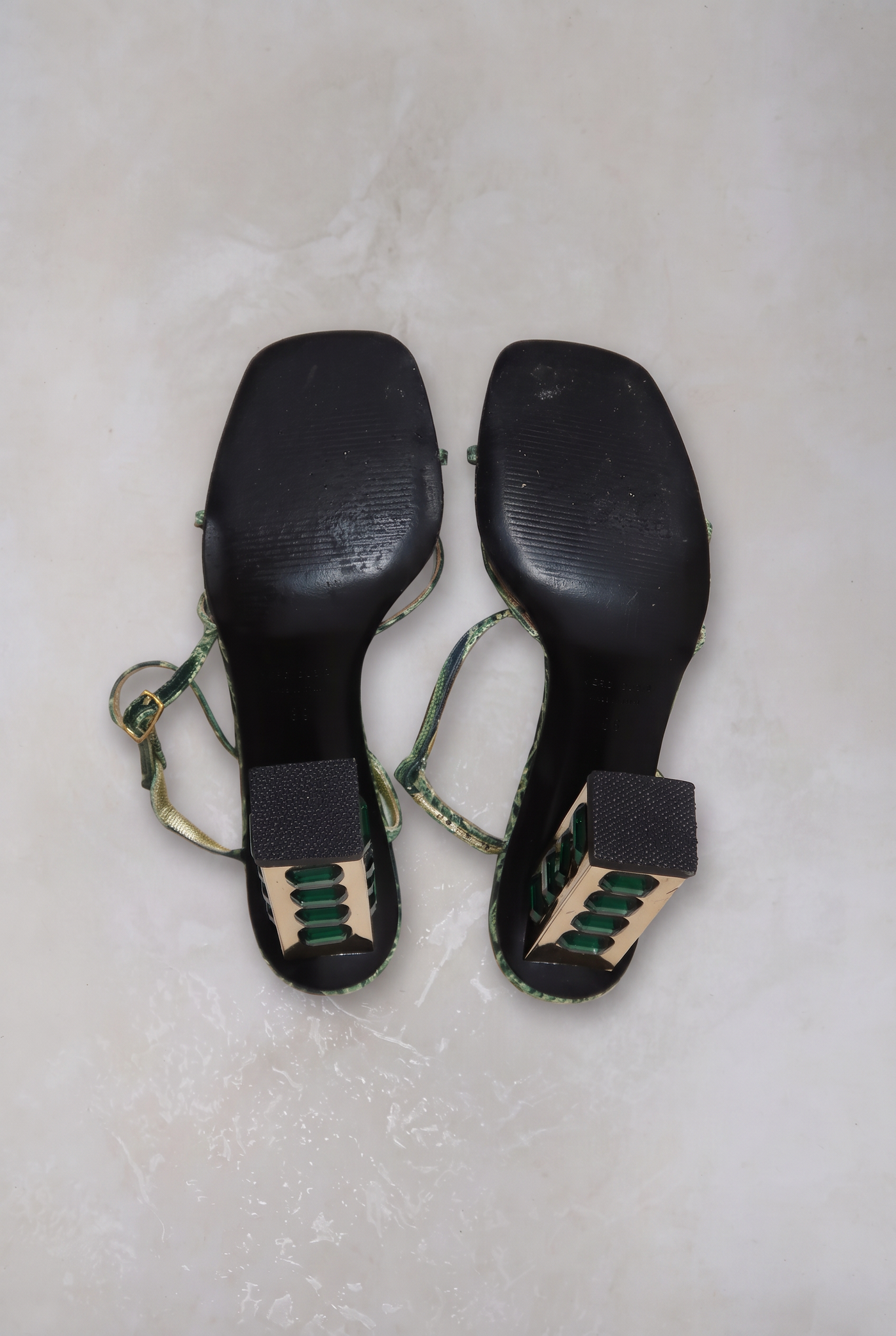 dolce and gabbana ss 2000 emerald gem block heels