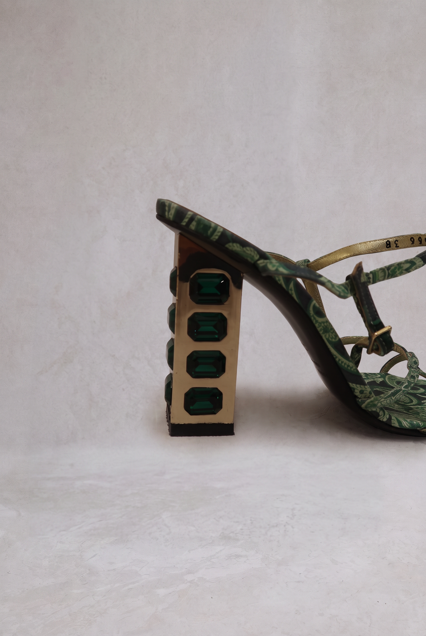 dolce and gabbana ss 2000 emerald gem block heels