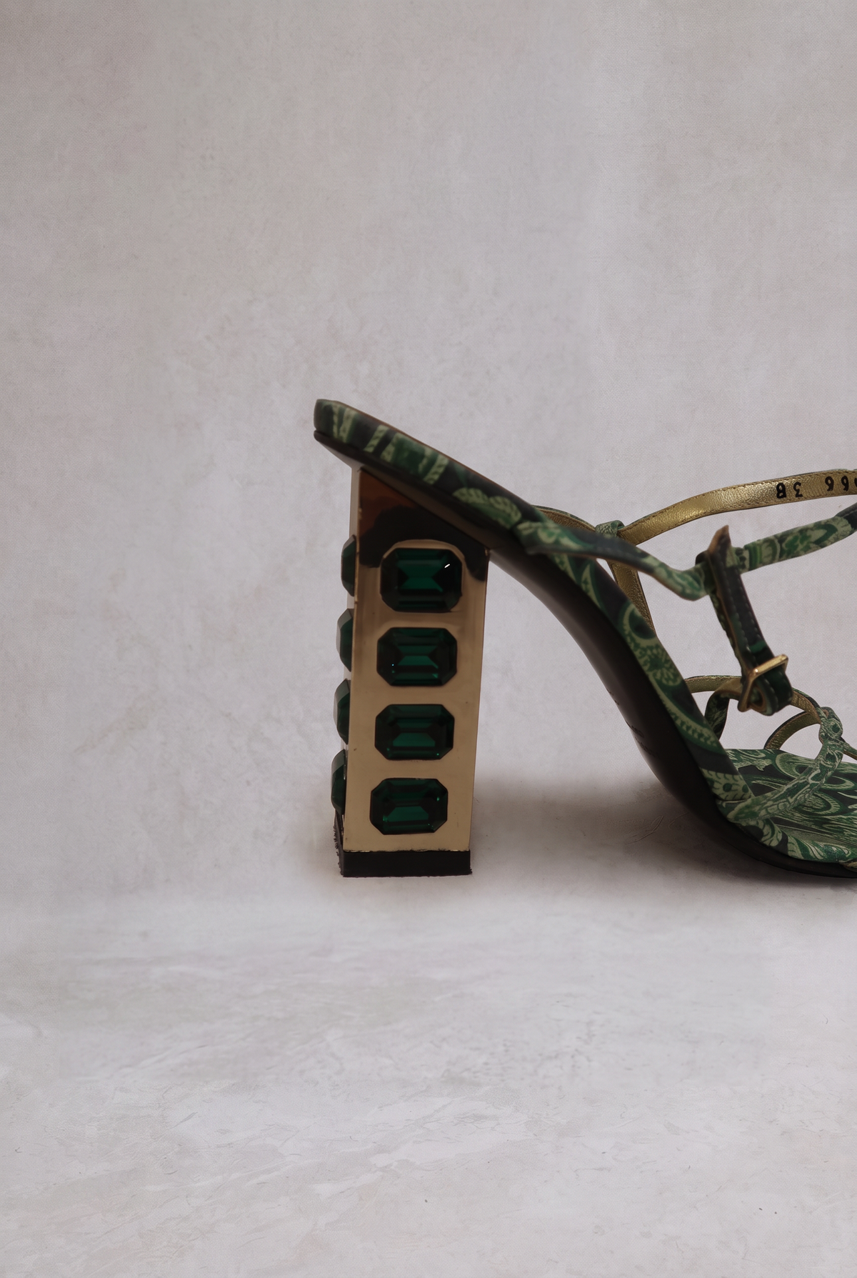 dolce and gabbana ss 2000 emerald gem block heels