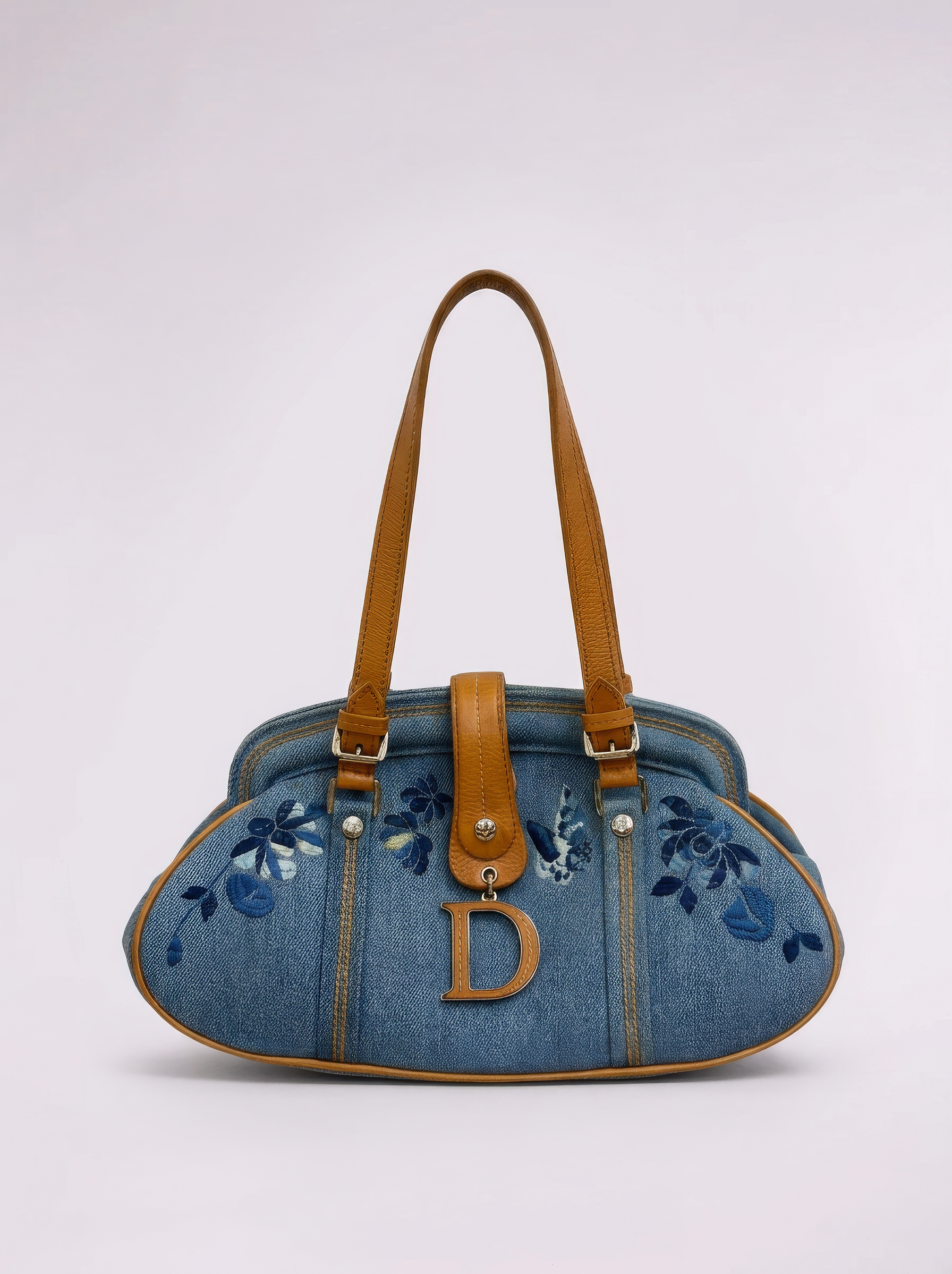 Christian Dior by Galliano 2000s Denim Embroidered Detective Bag