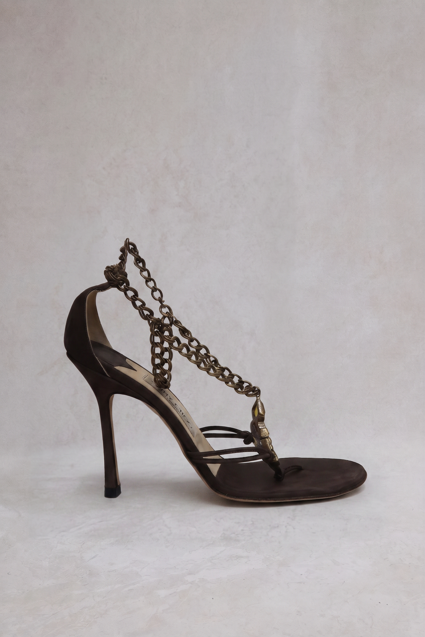 jimmy choo 2000s suede jeweled sandal heels