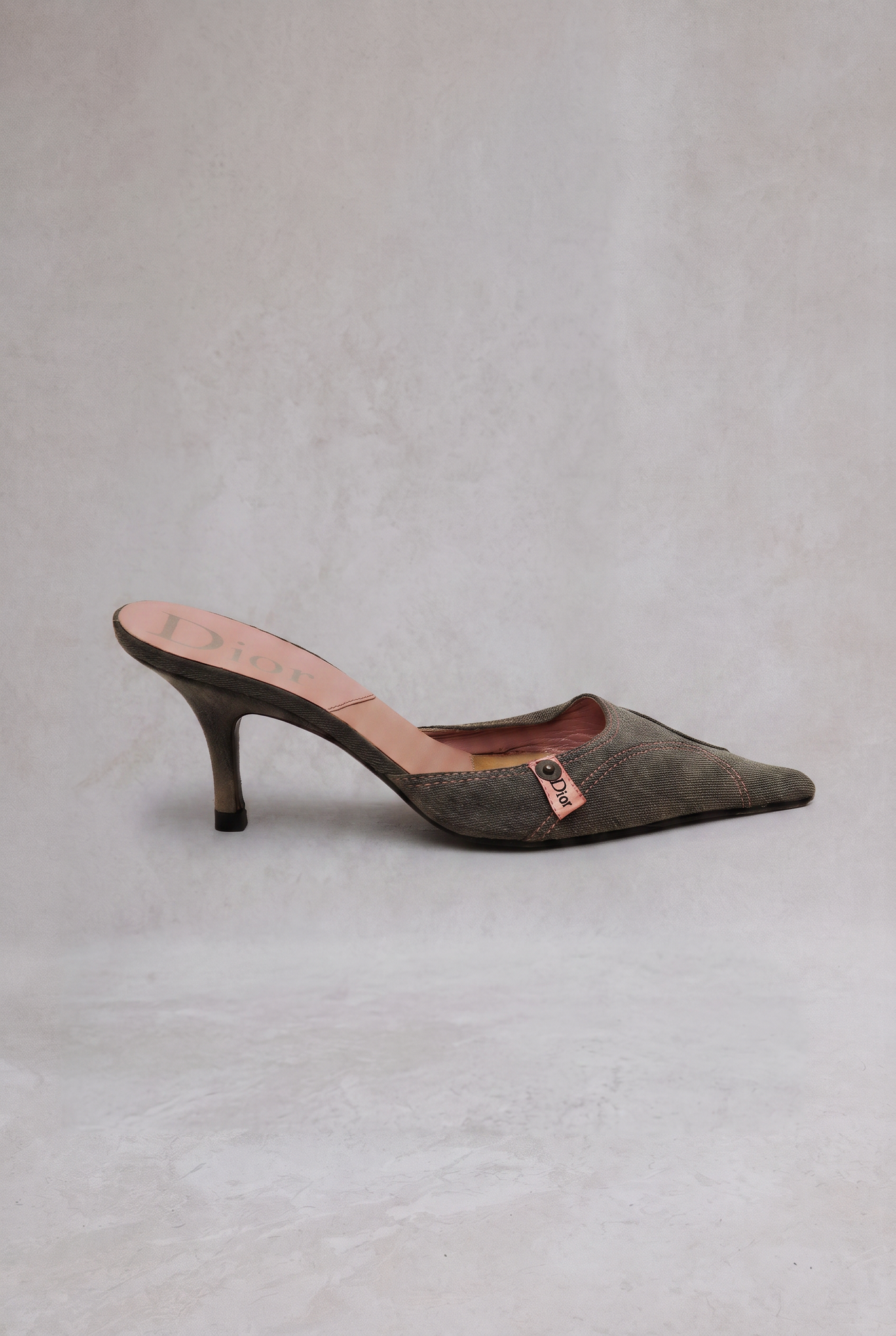 christian dior 2000s gray denim heels