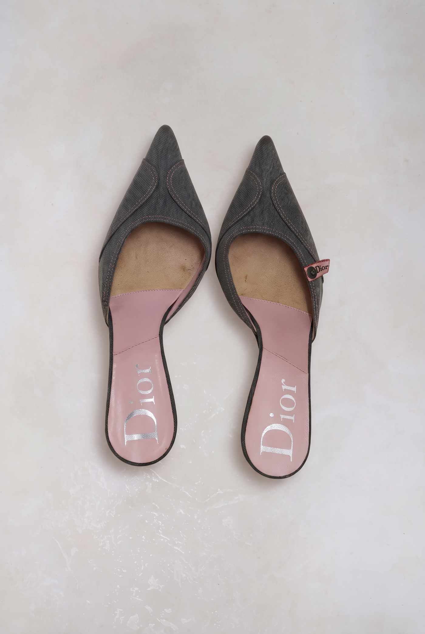 christian dior 2000s gray denim heels