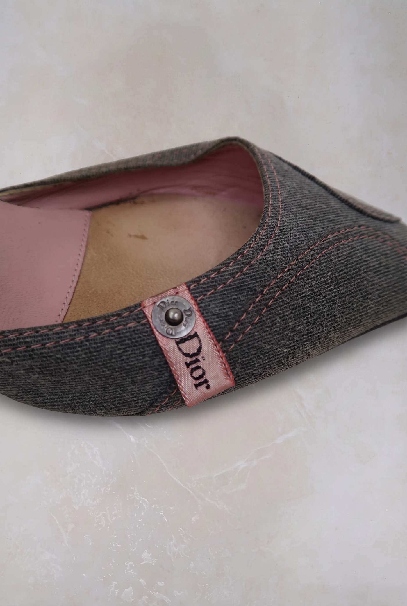christian dior 2000s gray denim heels