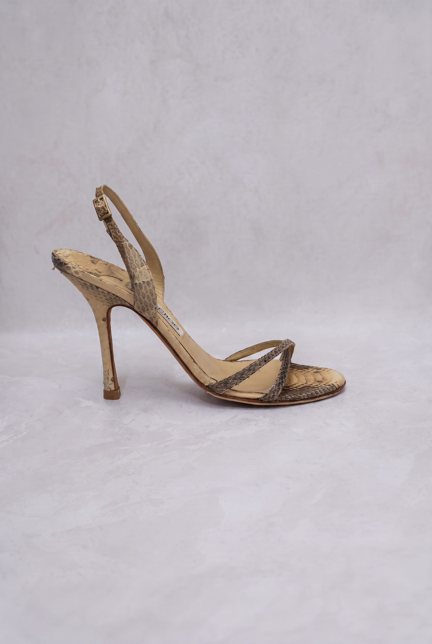 jimmy choo 2000s nude python sandals