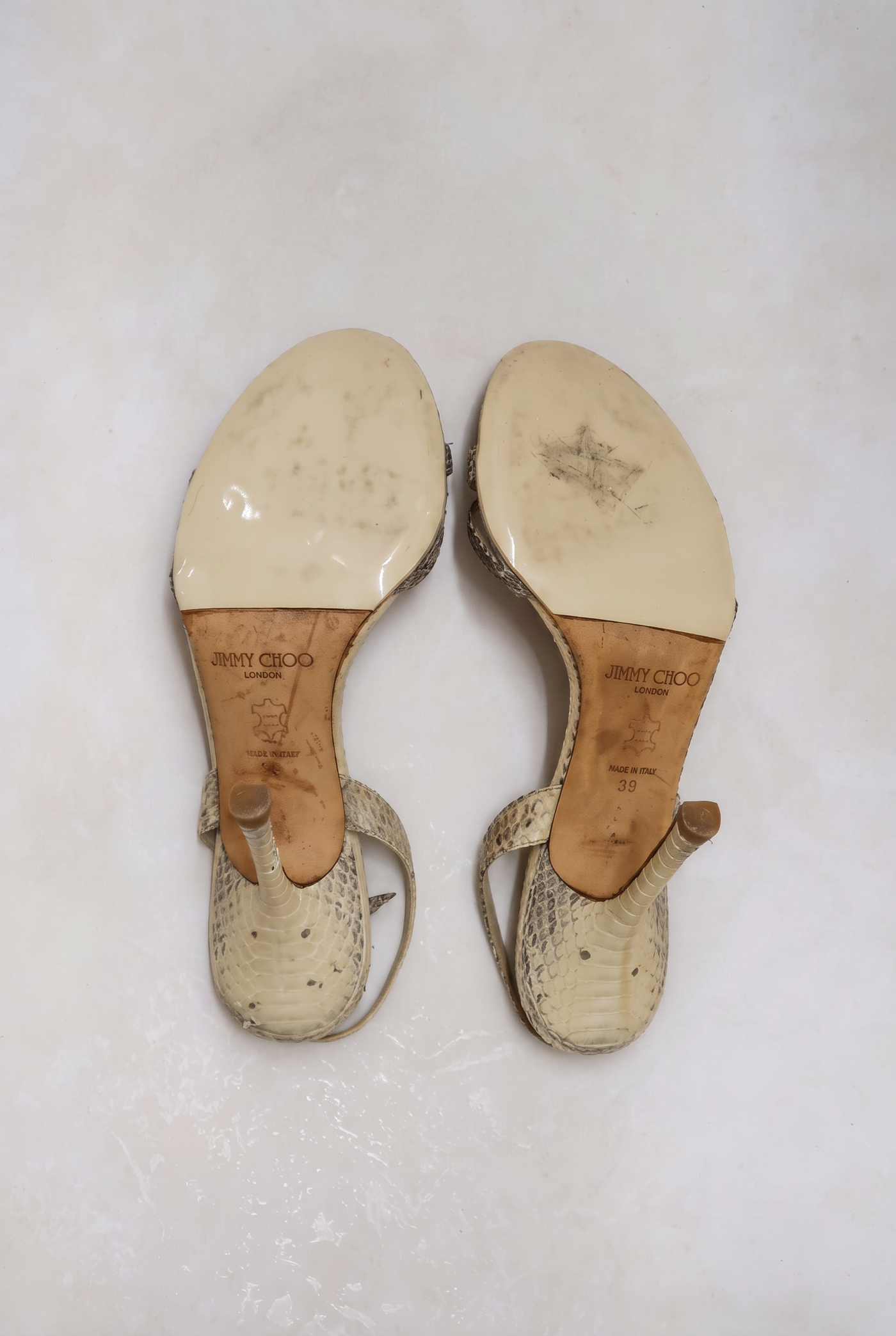 jimmy choo 2000s nude python sandals
