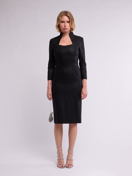 black snake dress Inga lyocell SIZE:46R Non Strech Pencil Dress Asos Square