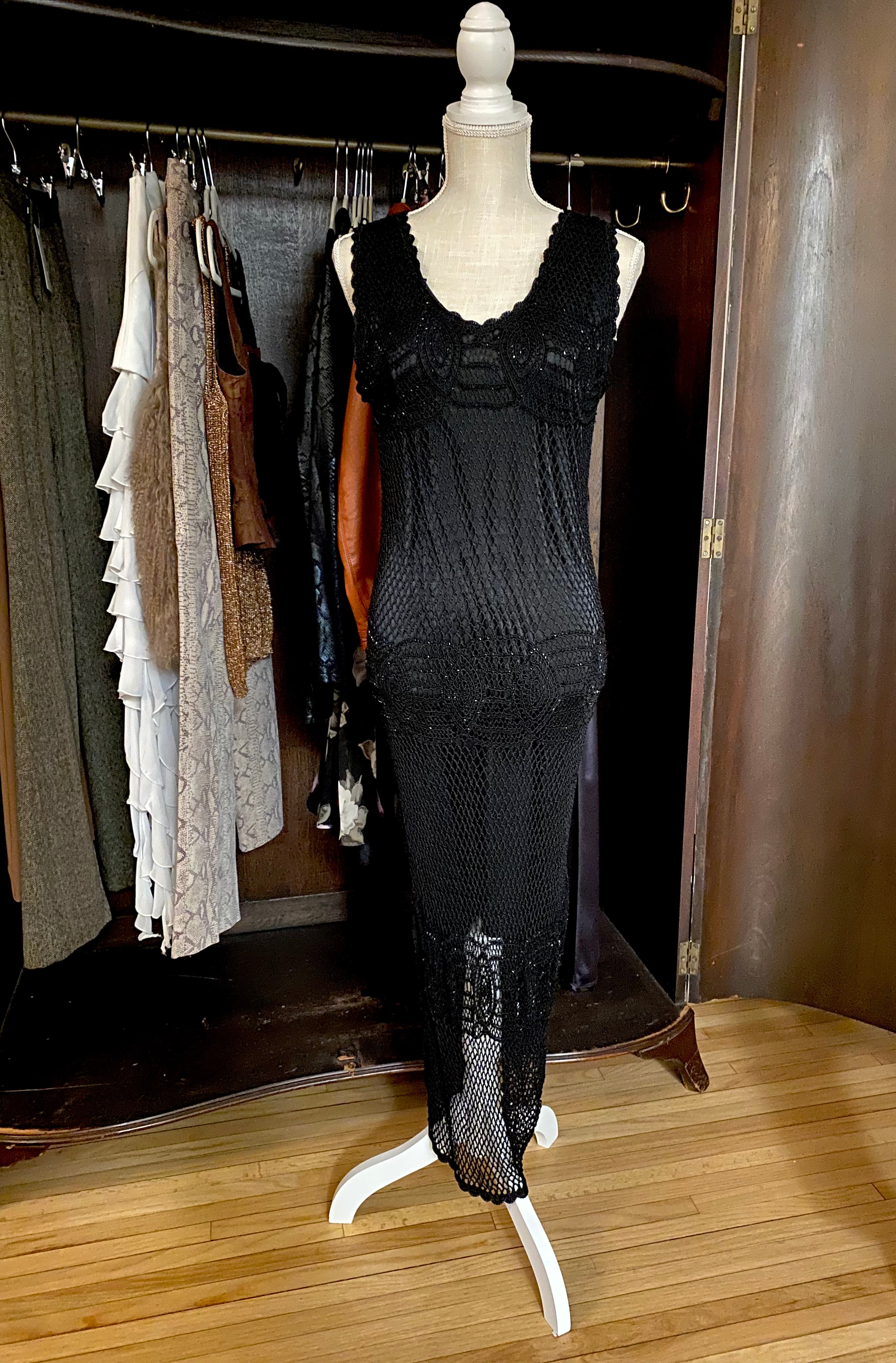 Vintage Beaded Net Dress (XS-S)
