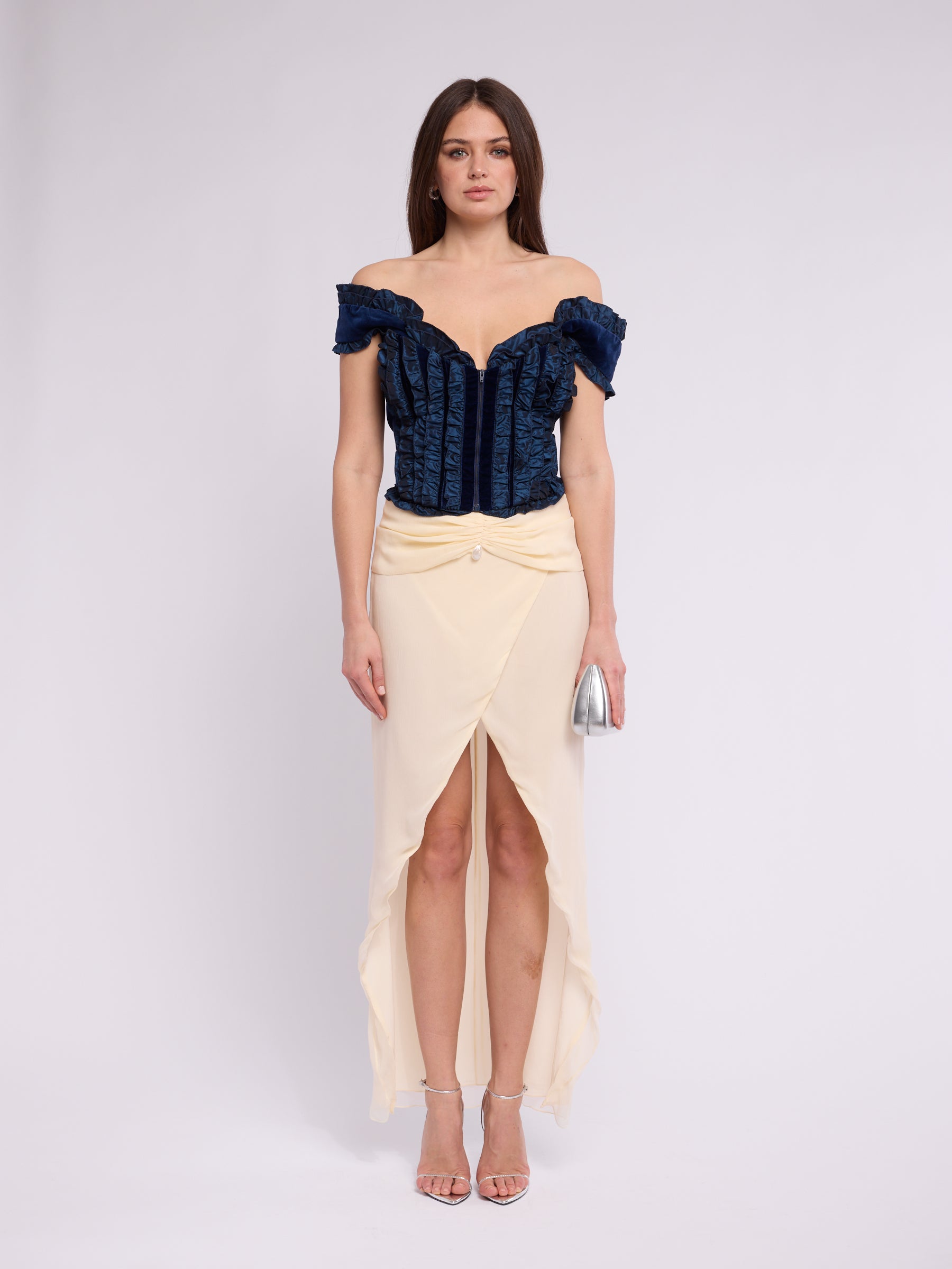 Blumarine FW 1992 Velvet Ruffle Corset