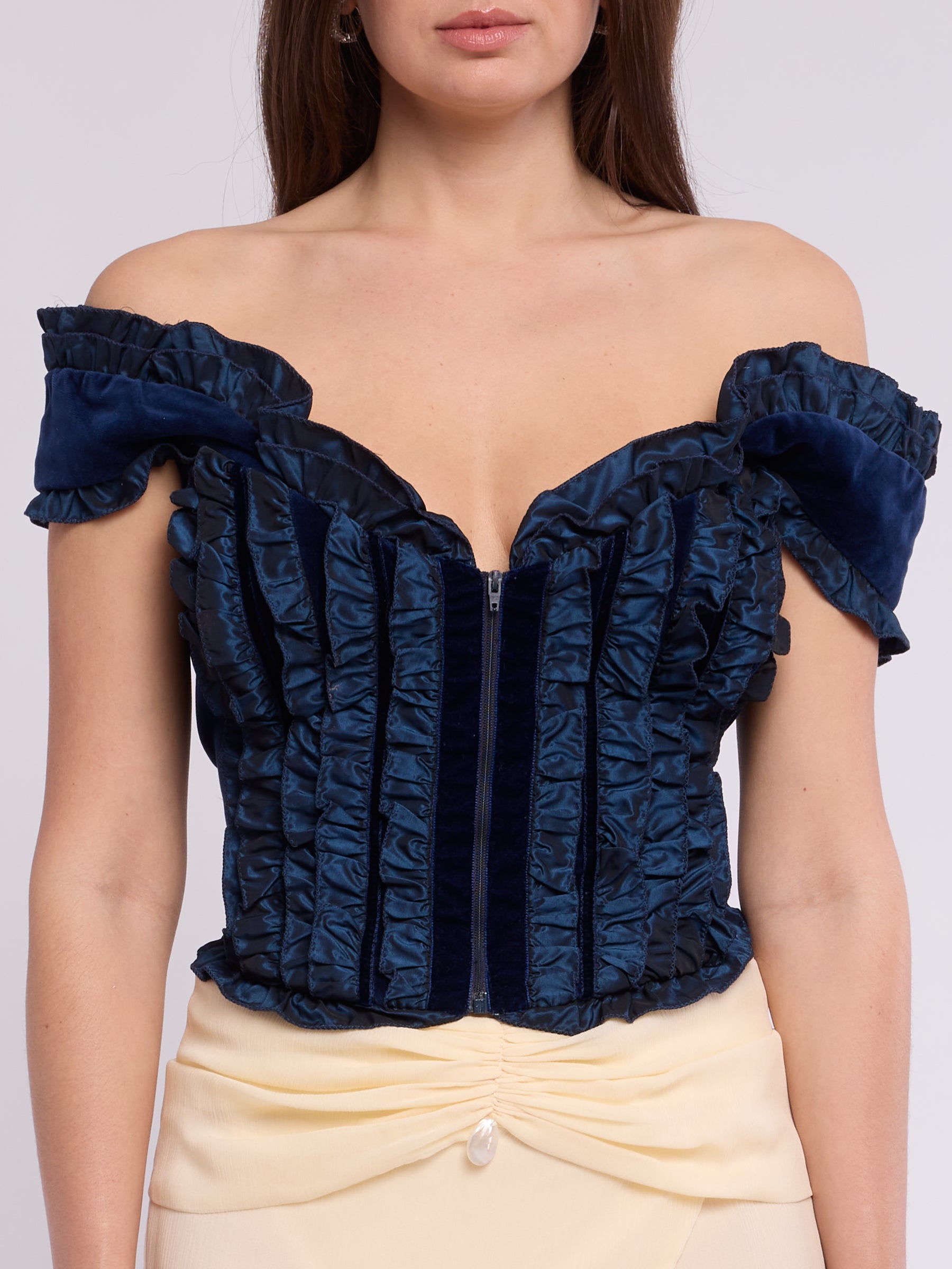 Blumarine FW 1992 Velvet Ruffle Corset