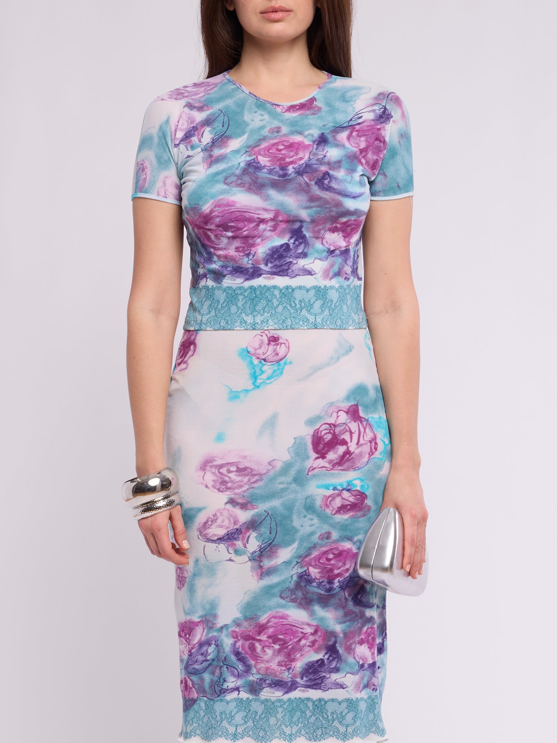 Blumarine 1997 Blue Floral Set