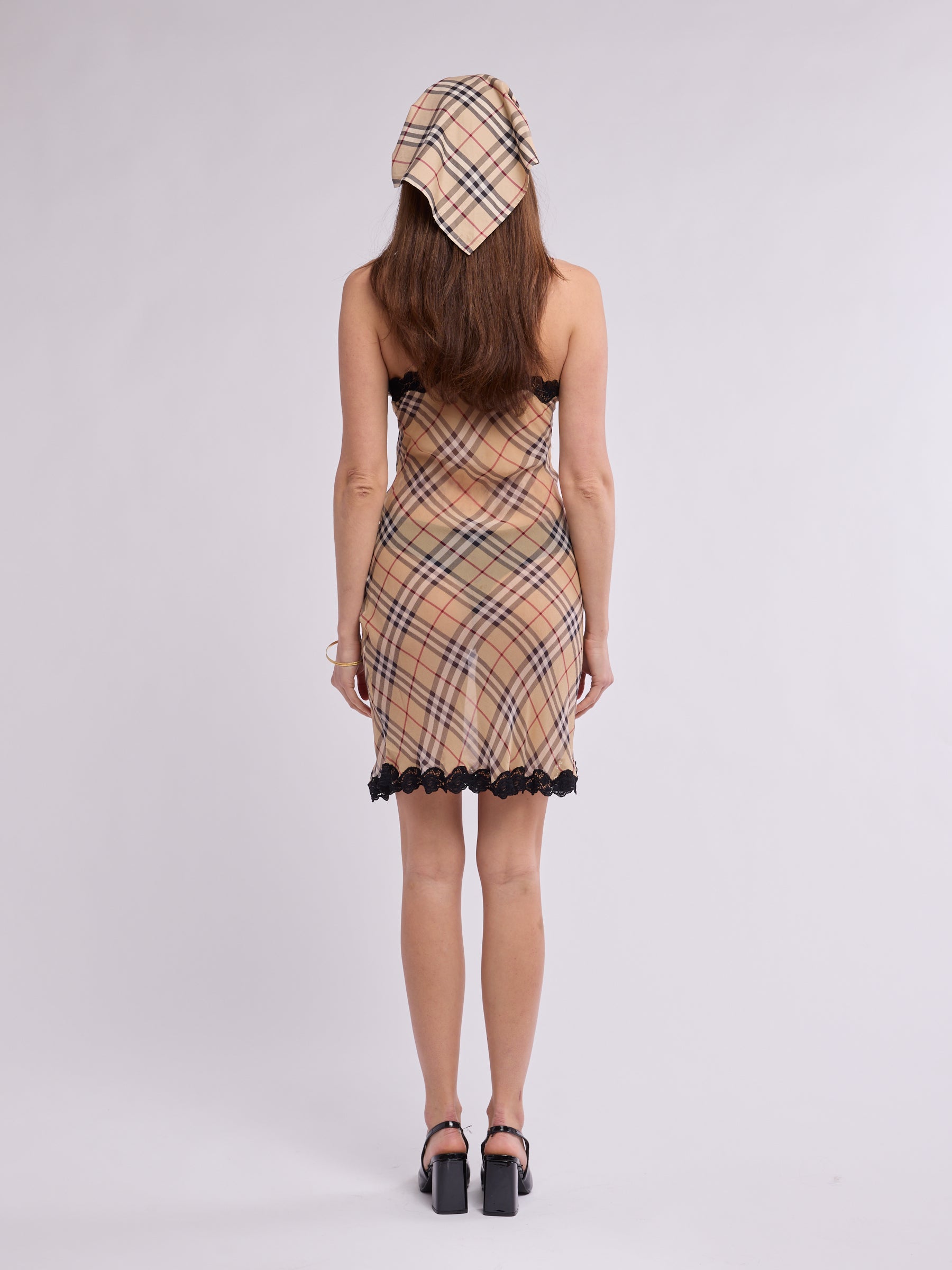 Burberry 2000s Lace Trimmed Slip Dress