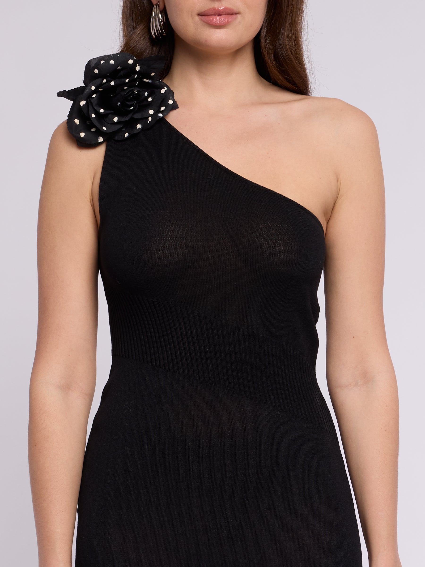 Chanel 1999 Black Polka Dot Flower Dress