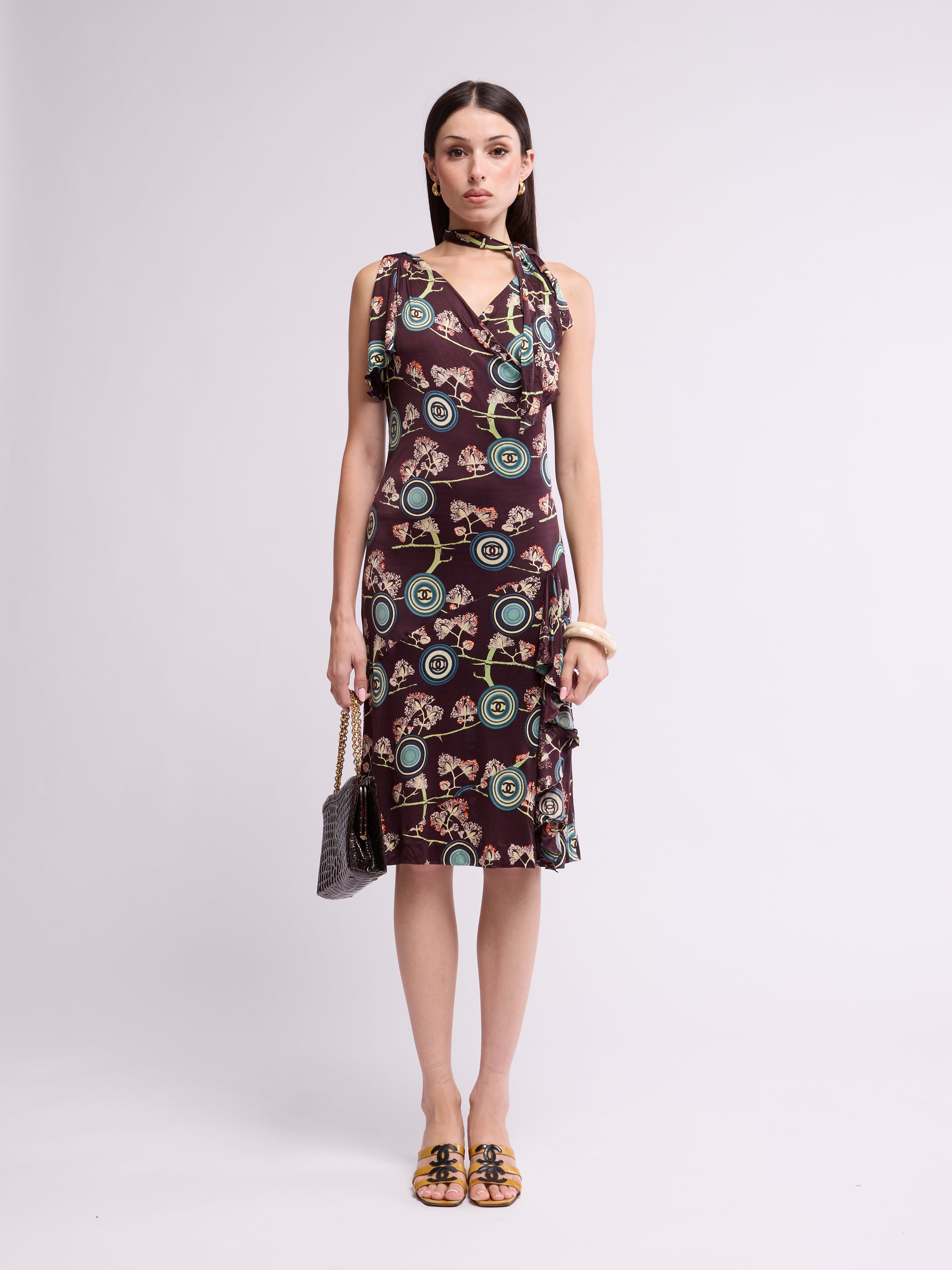 Chanel SS 2001 Brown CC Logo Dress