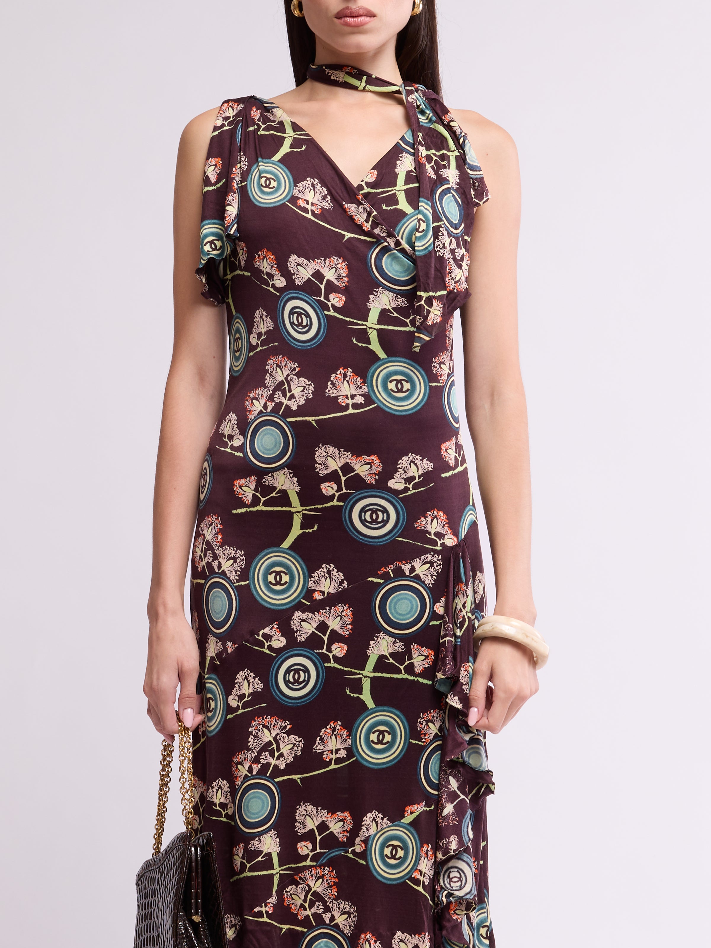 Chanel SS 2001 Brown CC Logo Dress