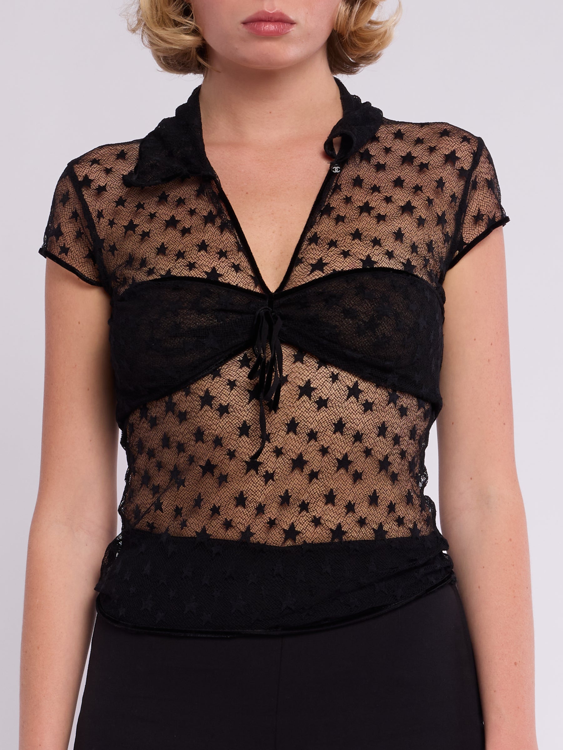 Chanel FW 2004 Sheer Star Top