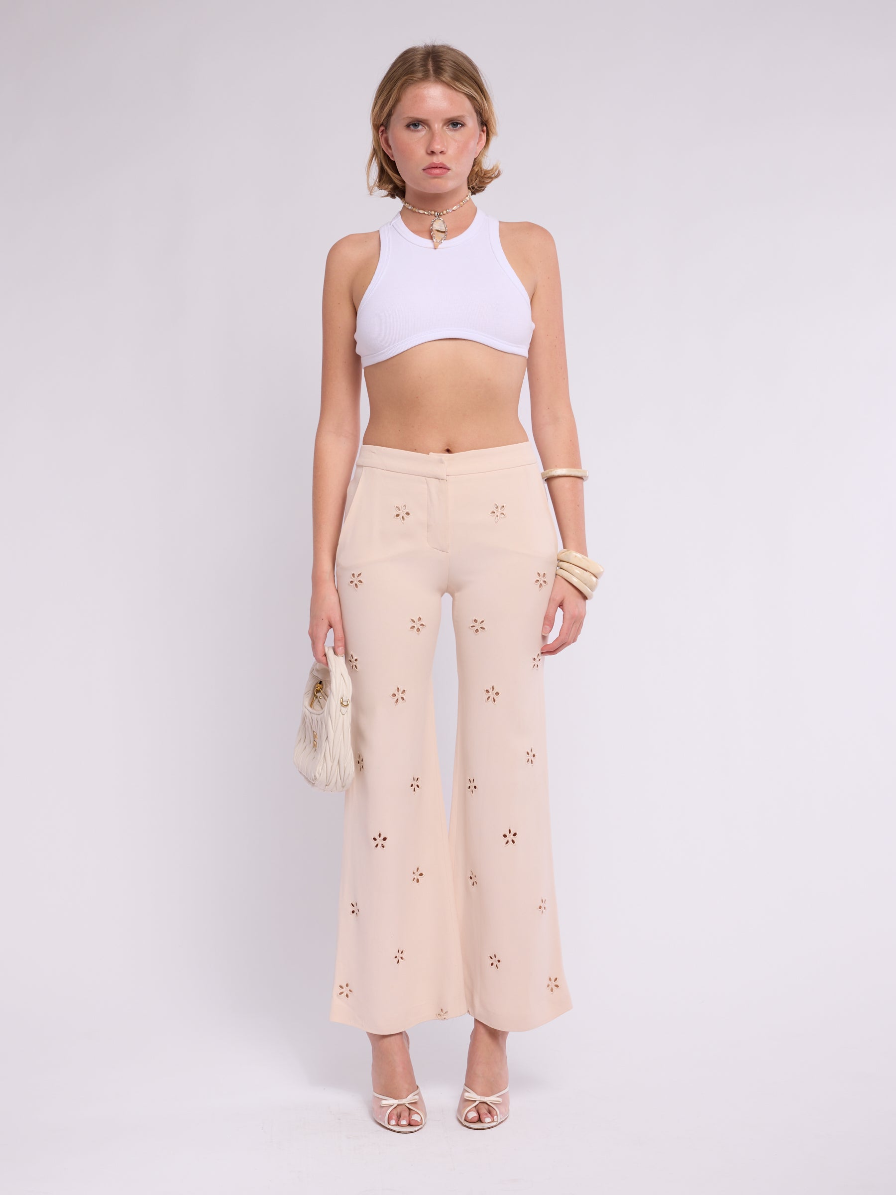 Chloé 2000s Eyelet Cream Pant