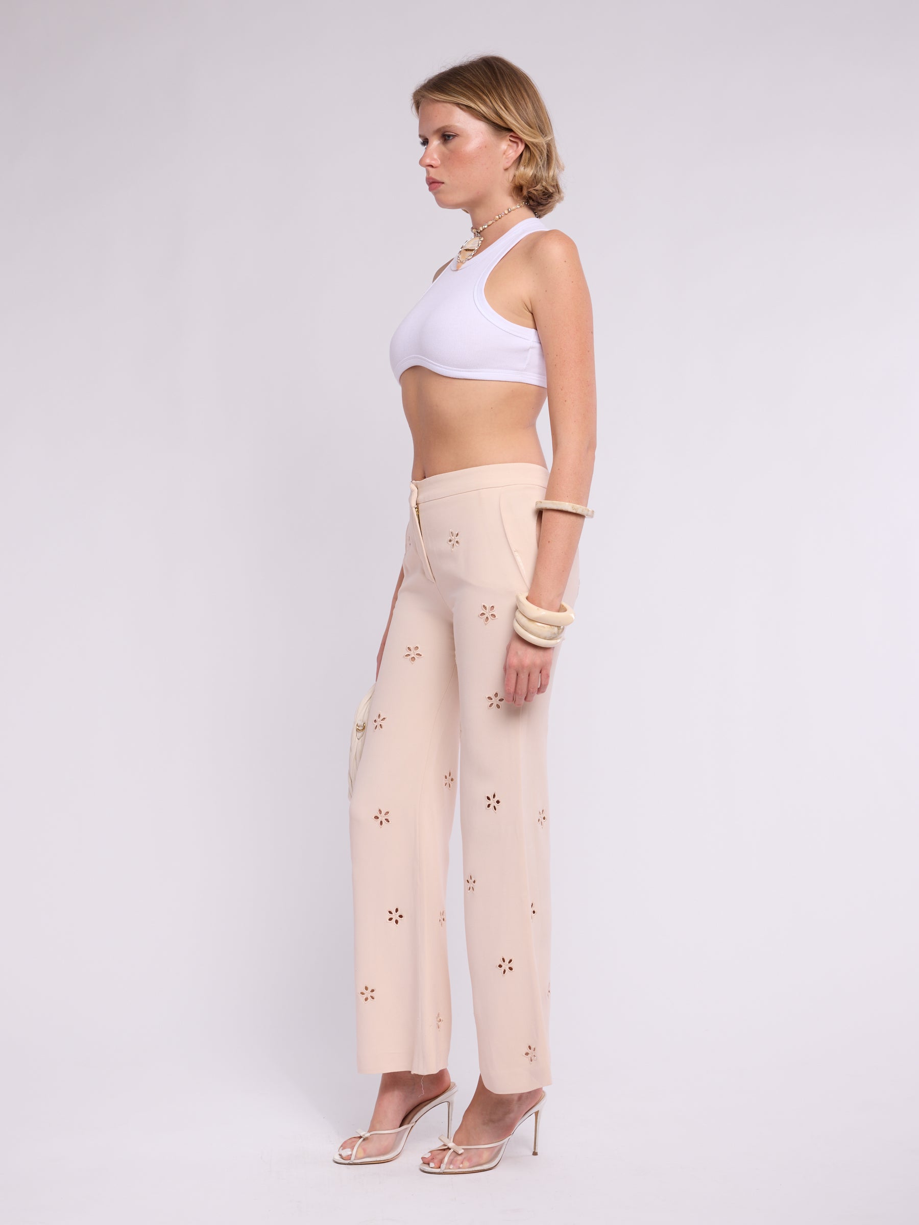 Chloé 2000s Eyelet Cream Pant