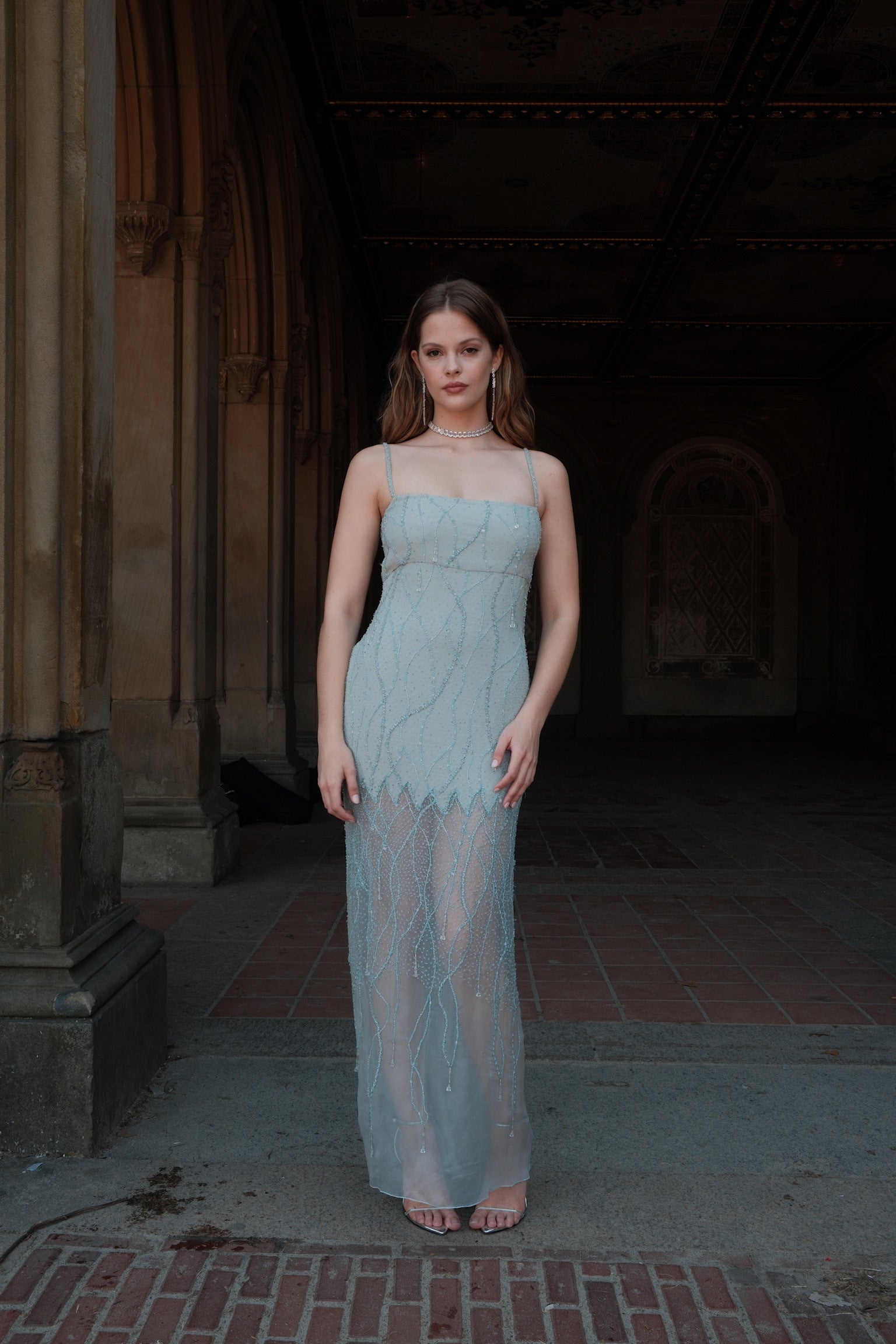 Valentino 1990s Rare Ice Blue Teardrop Gown