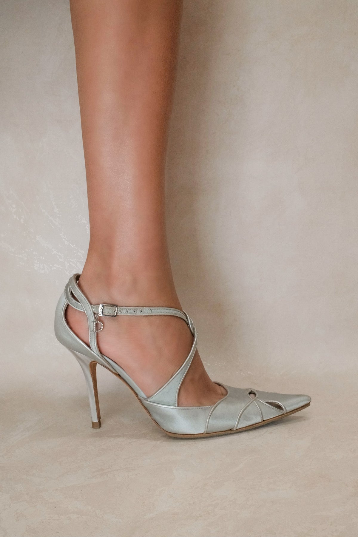 Christian Dior 2000s Light Blue Satin Heels