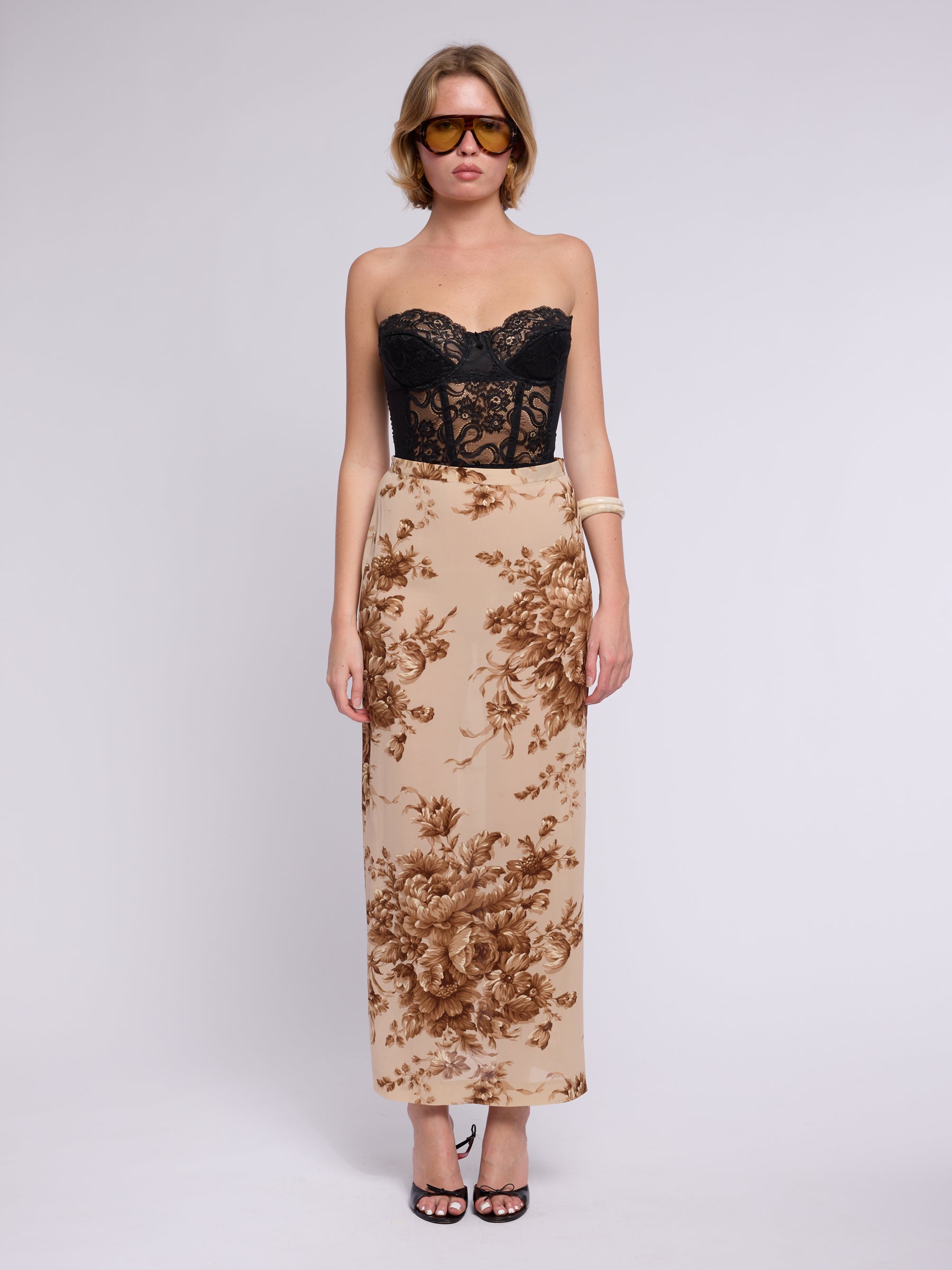 Dolce & Gabbana SS 1997 Floral Silk Skirt