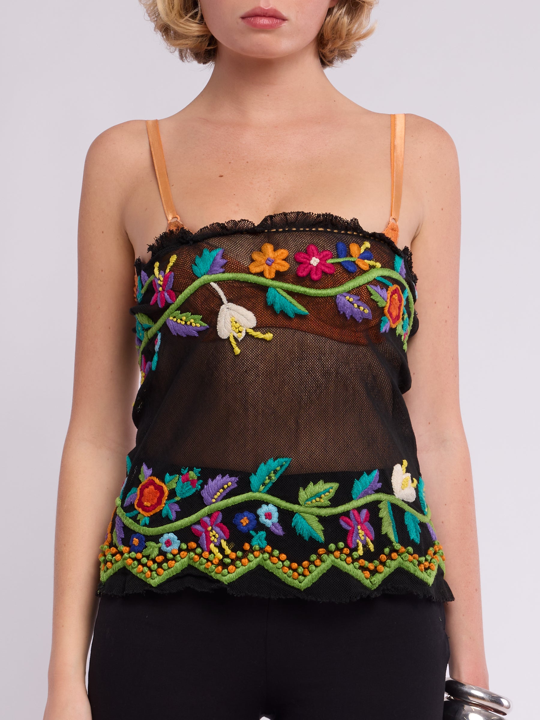 Dolce & Gabbana 2002 Orange Lace Tank