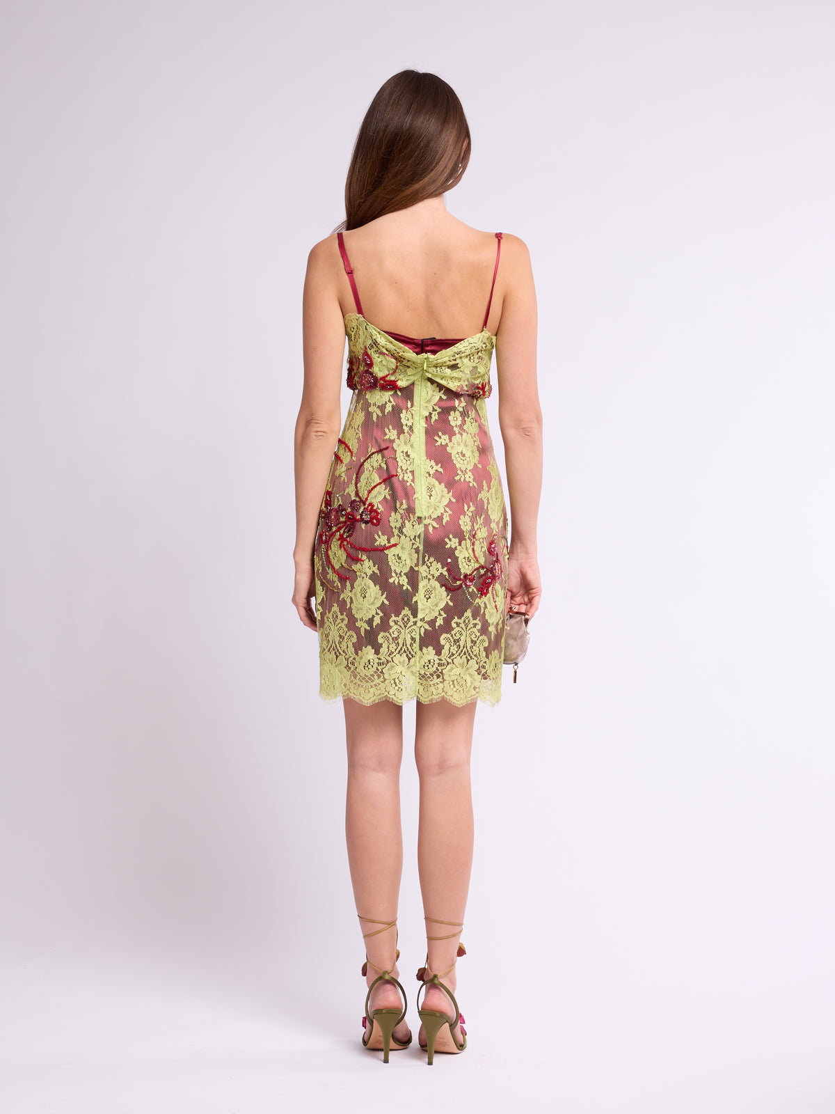 Dolce & Gabbana FW 1999 Chartreuse Lace Runway Dress