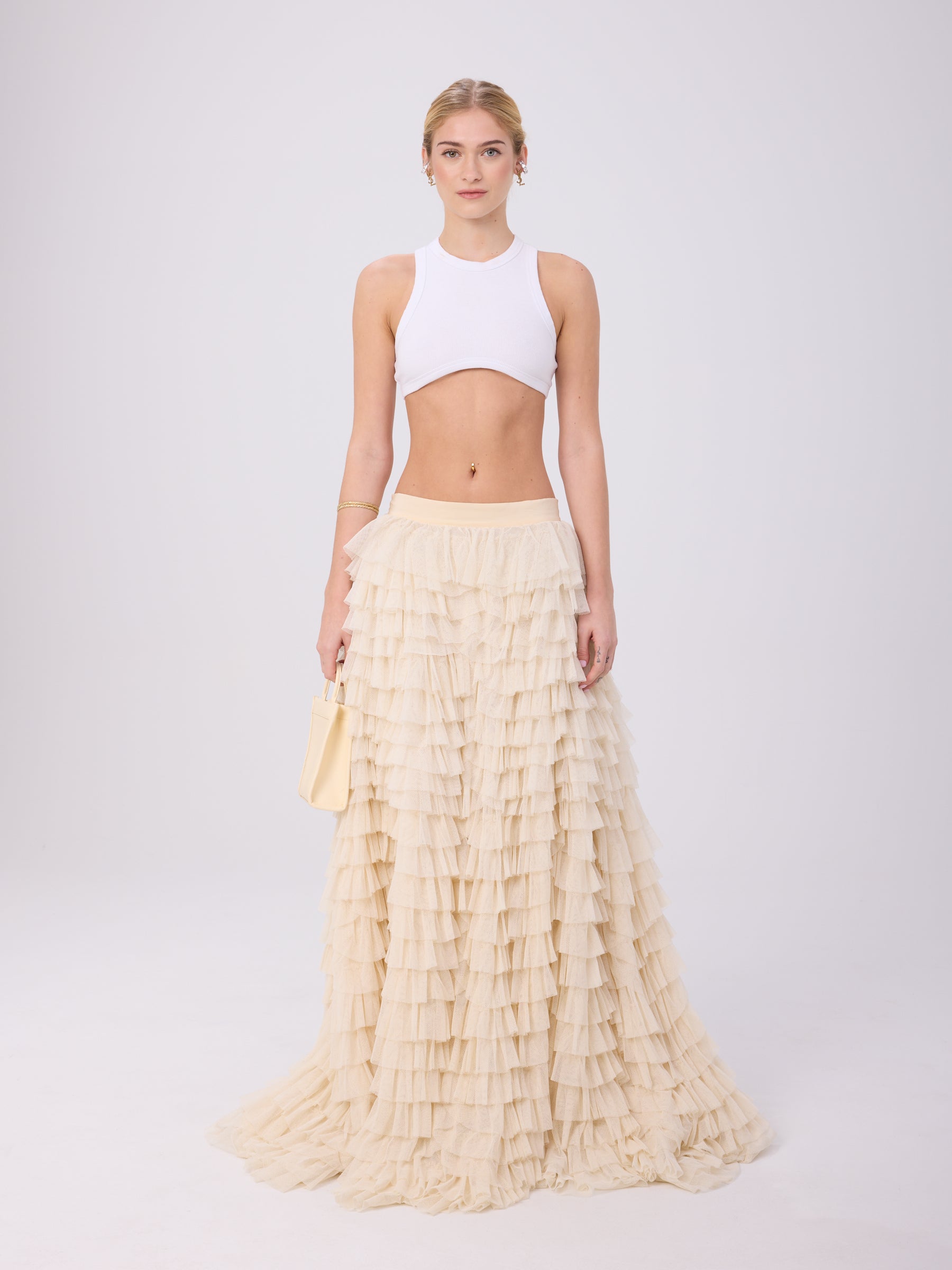 Dolce & Gabbana SS 2010 Ivory Ruffle Tulle Skirt