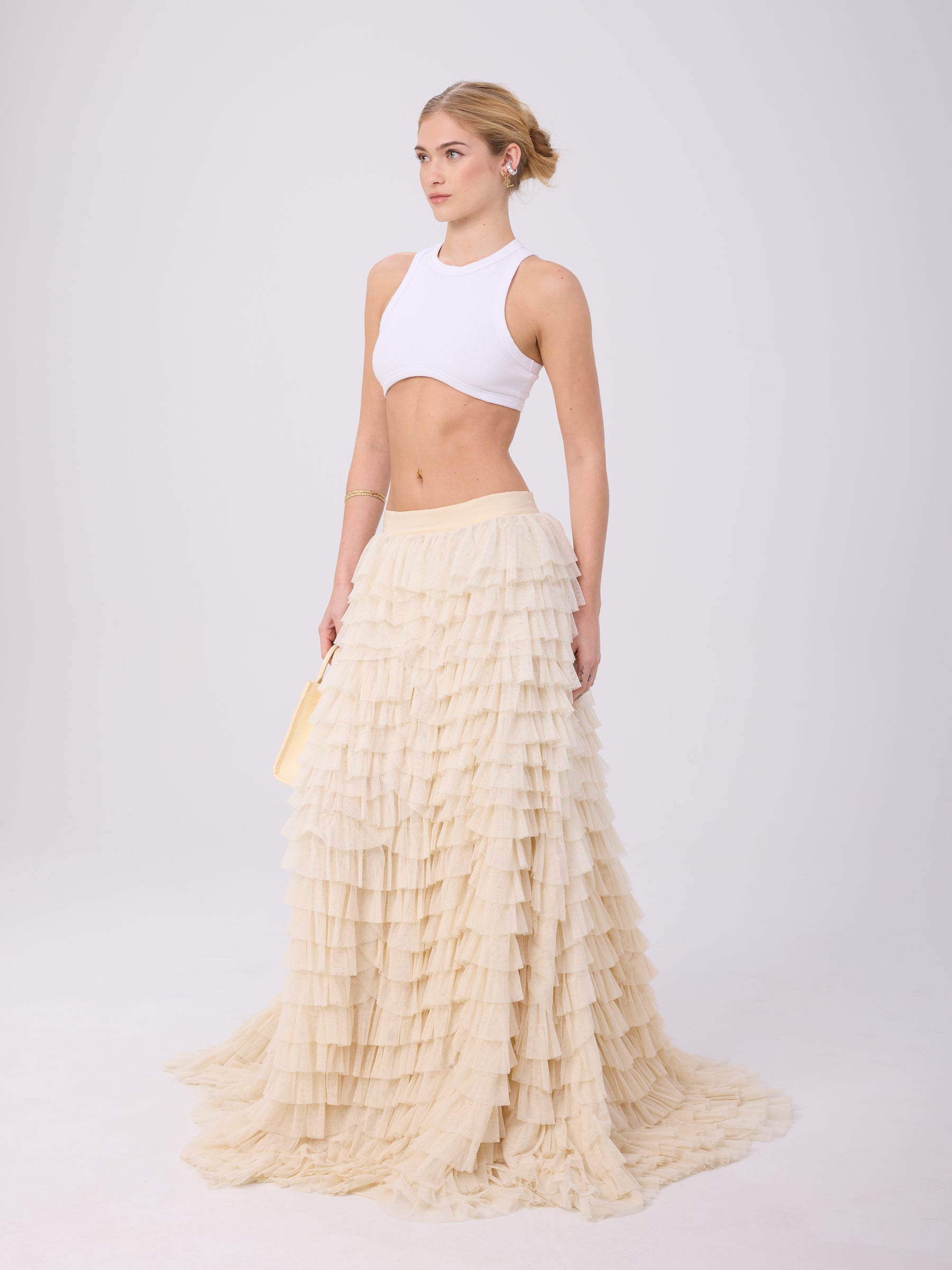 Dolce & Gabbana SS 2010 Ivory Ruffle Tulle Skirt