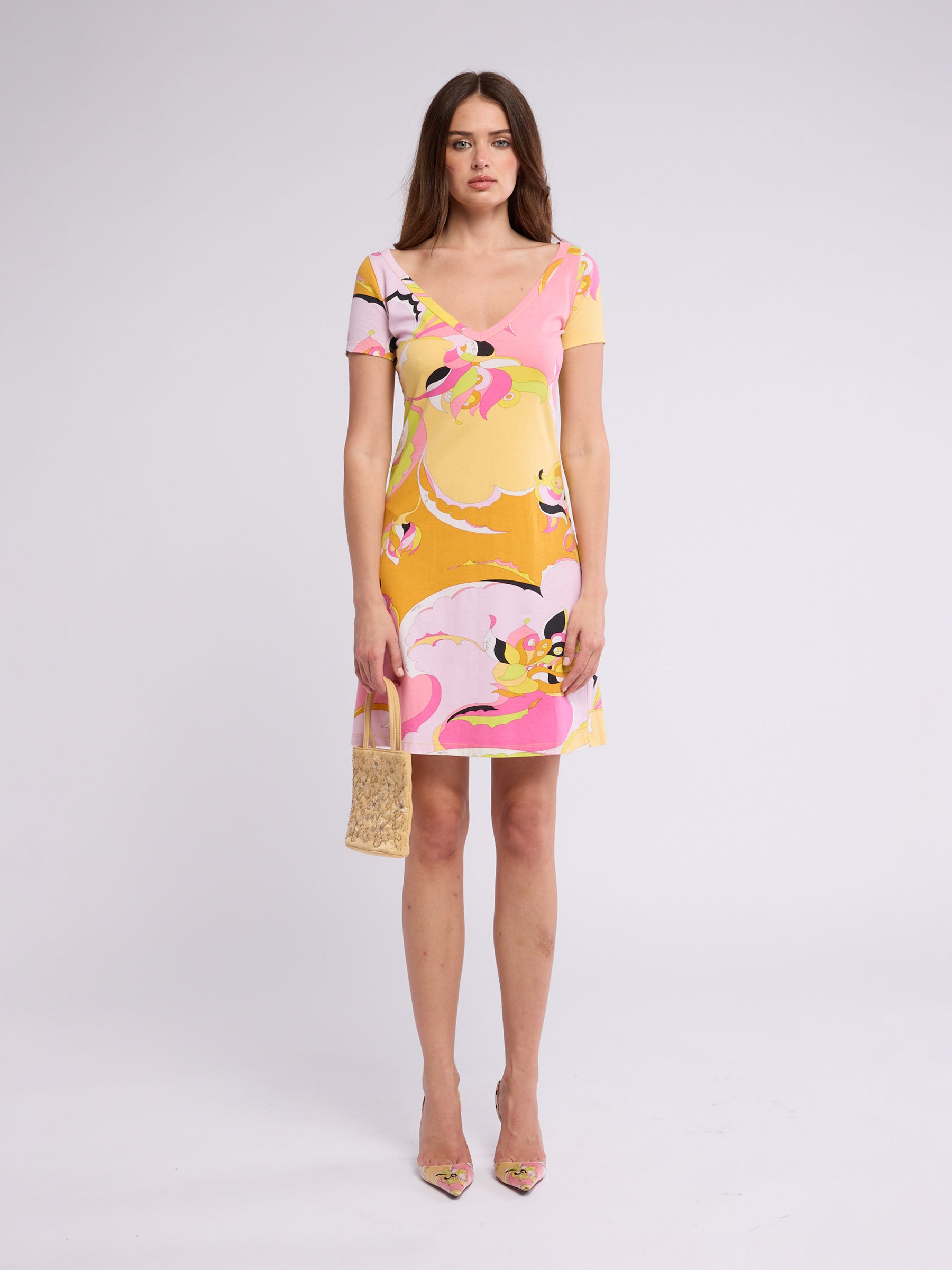 emilio pucci mini dress Strapless in Nero & Rosso multicoloured print Emilio Pucci 2000s Cotton Mini