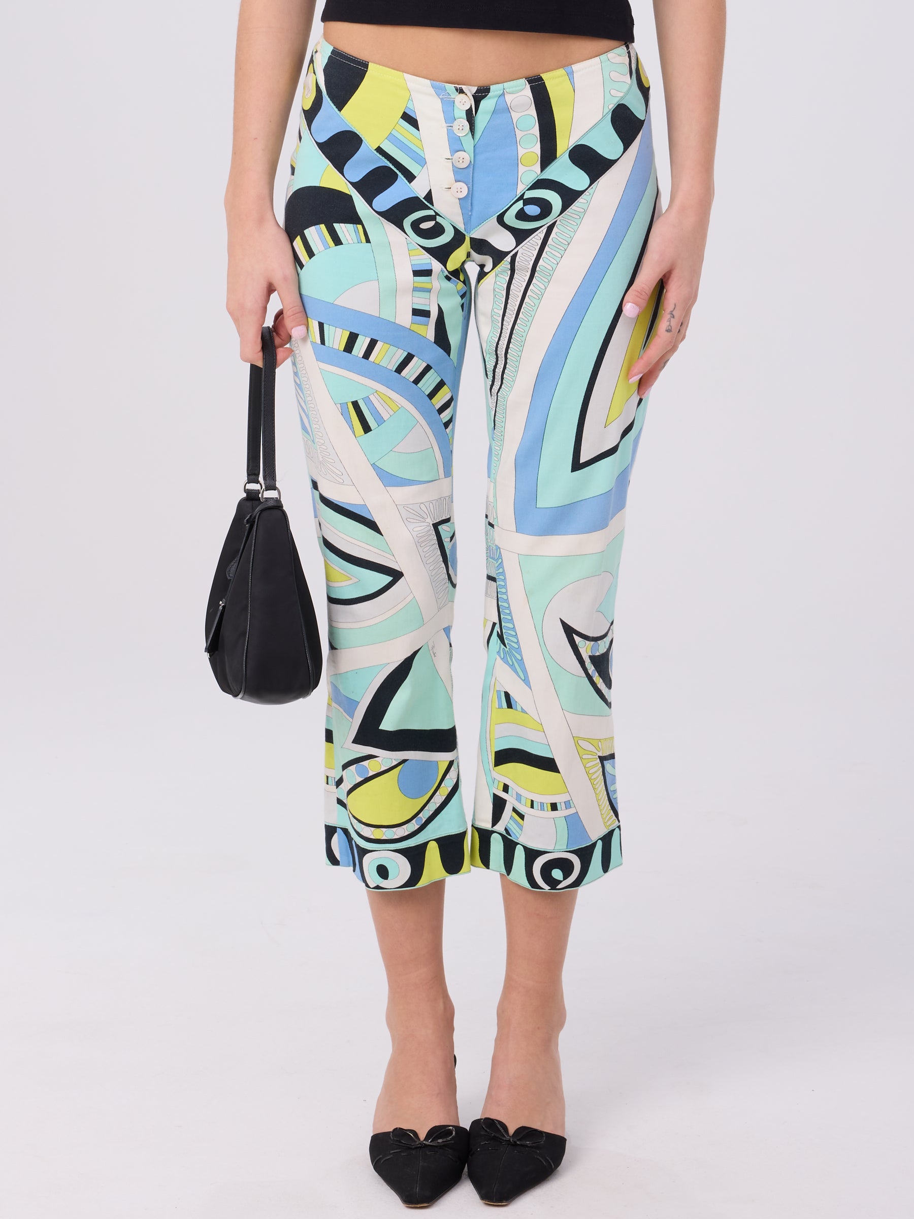 Emilio Pucci 2000s Blue Swirl Capri Pants