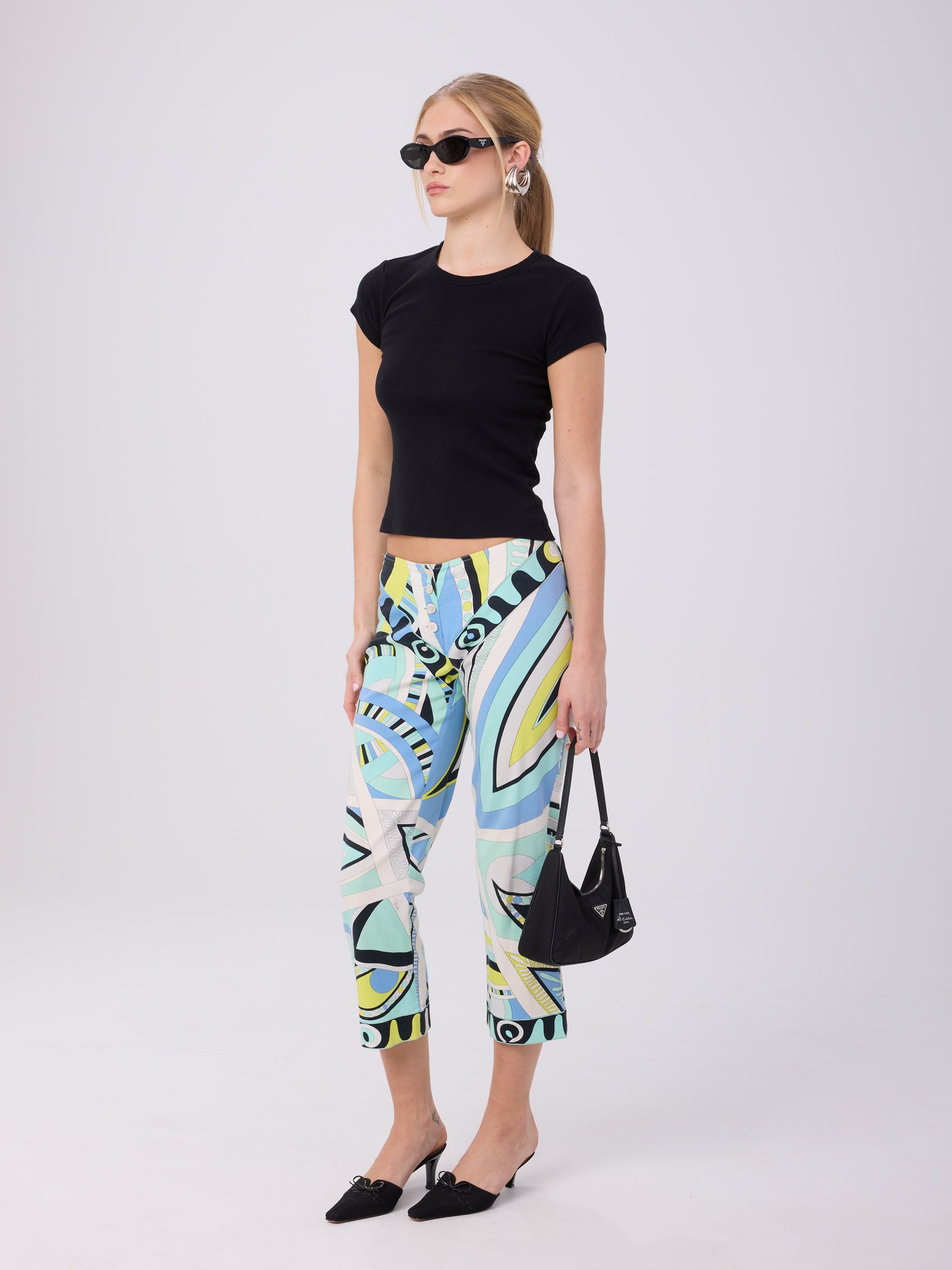 EMILIO PUCCI スカート34 Emilio Pucci 2000s Blue Swirl Capri Pants