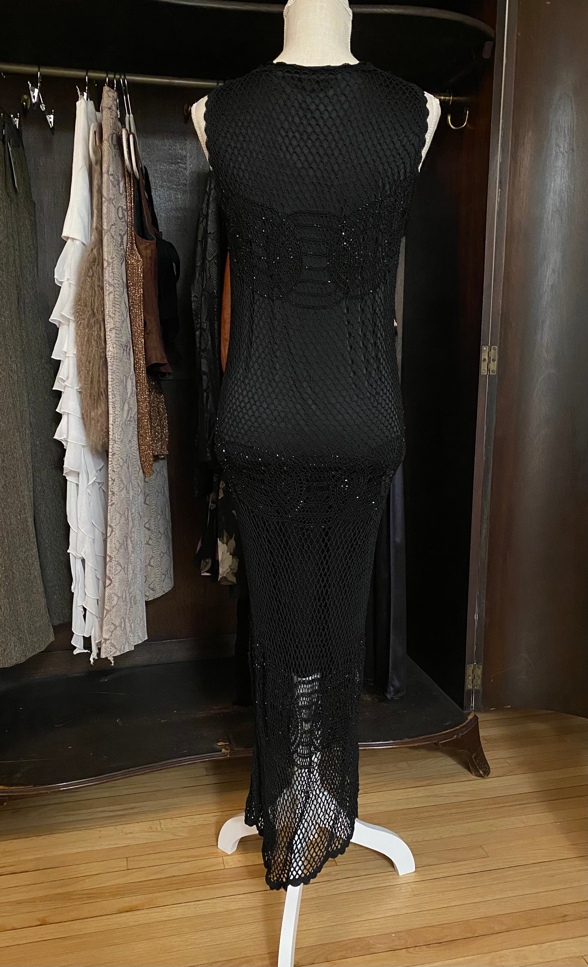 Vintage Beaded Net Dress (XS-S)
