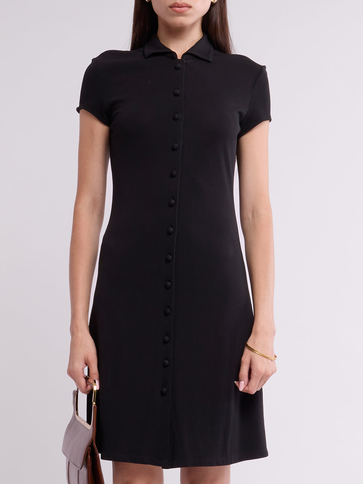 Gianni Versace 1990s Black Button Dress