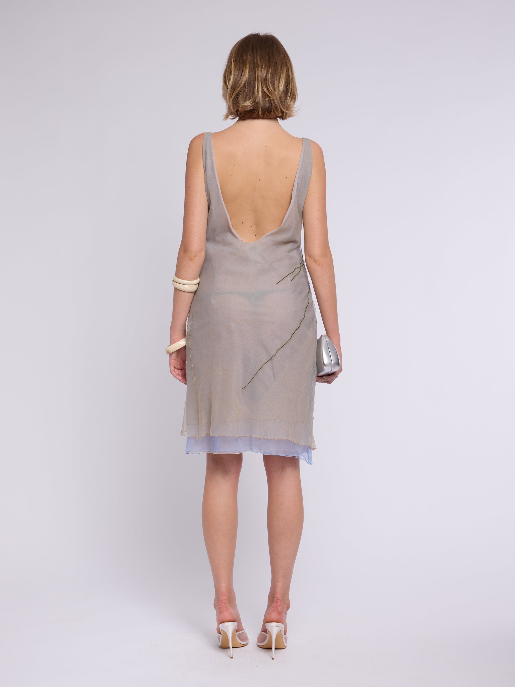 Guy Laroche 1998 Embroidered Tulle Dress