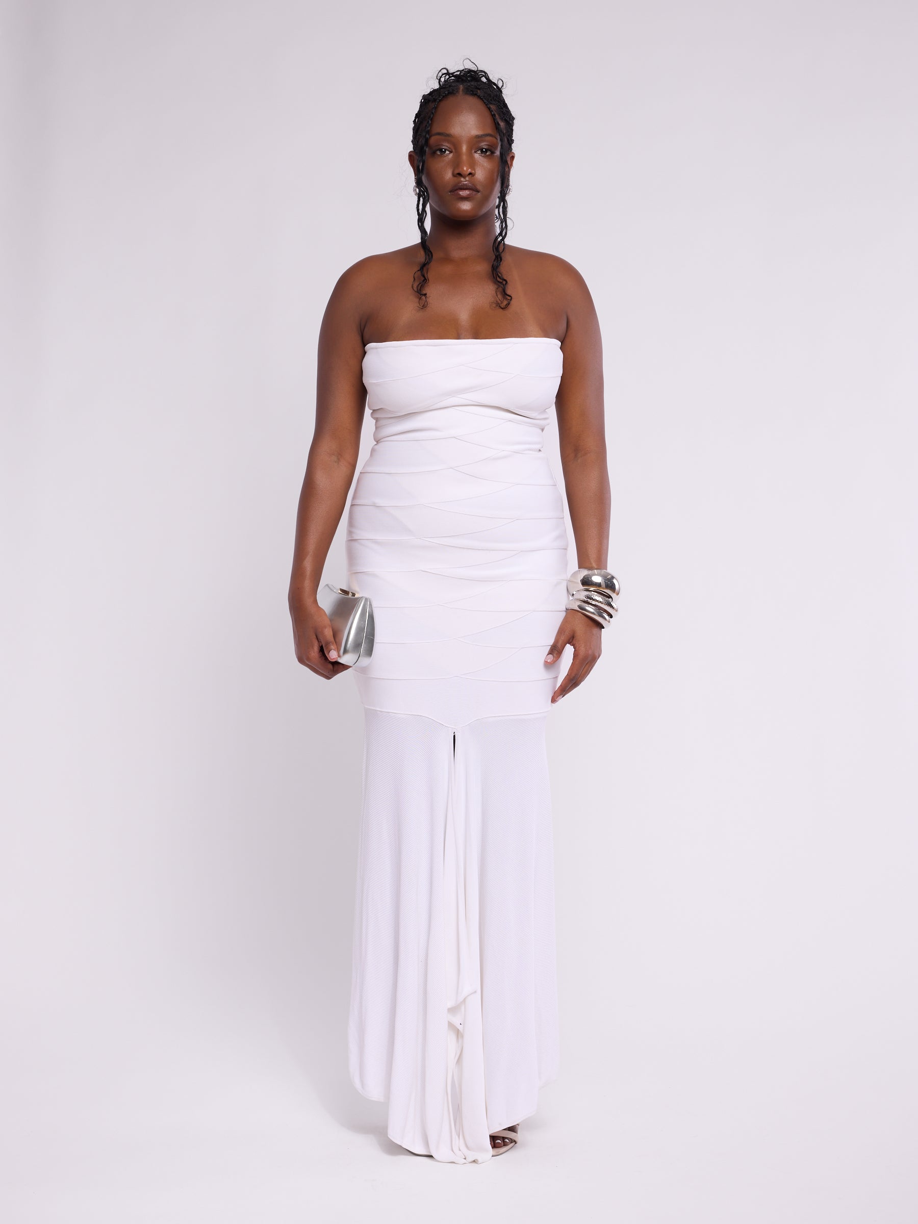 Hervé Léger 2000s White Fishtail Dress