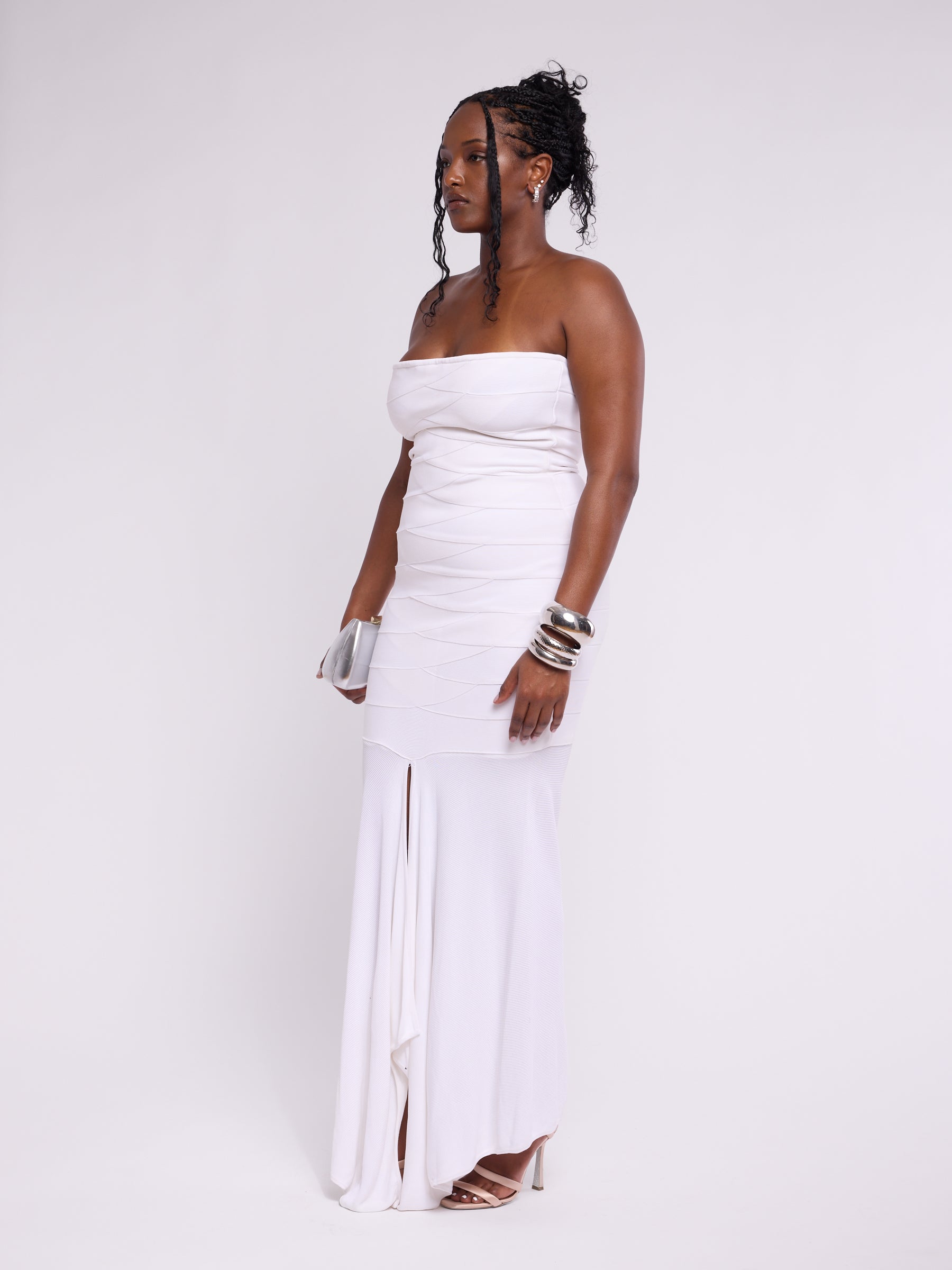 Hervé Léger 2000s White Fishtail Dress