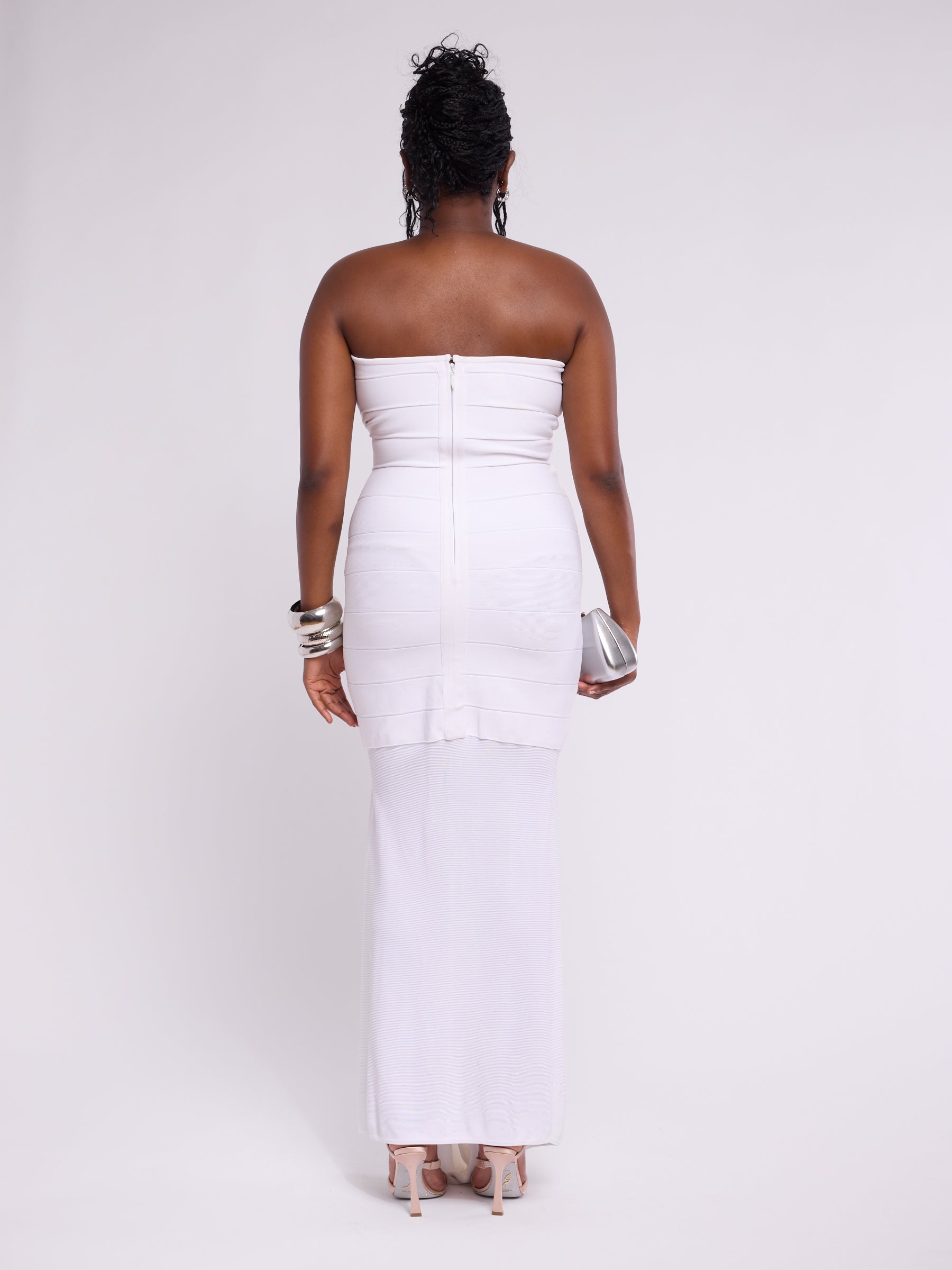 Hervé Léger 2000s White Fishtail Dress