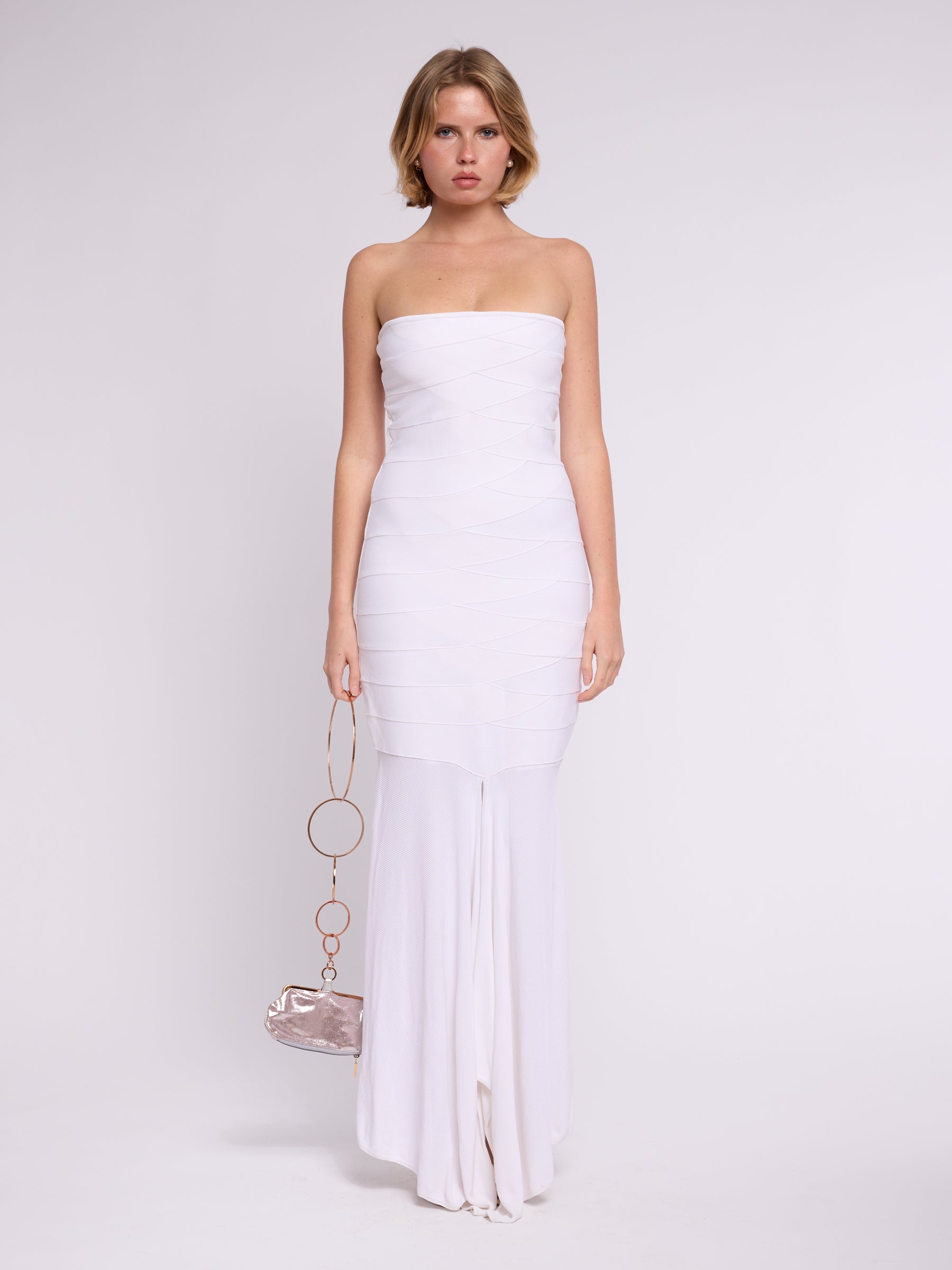 Hervé Léger 2000s White Fishtail Dress
