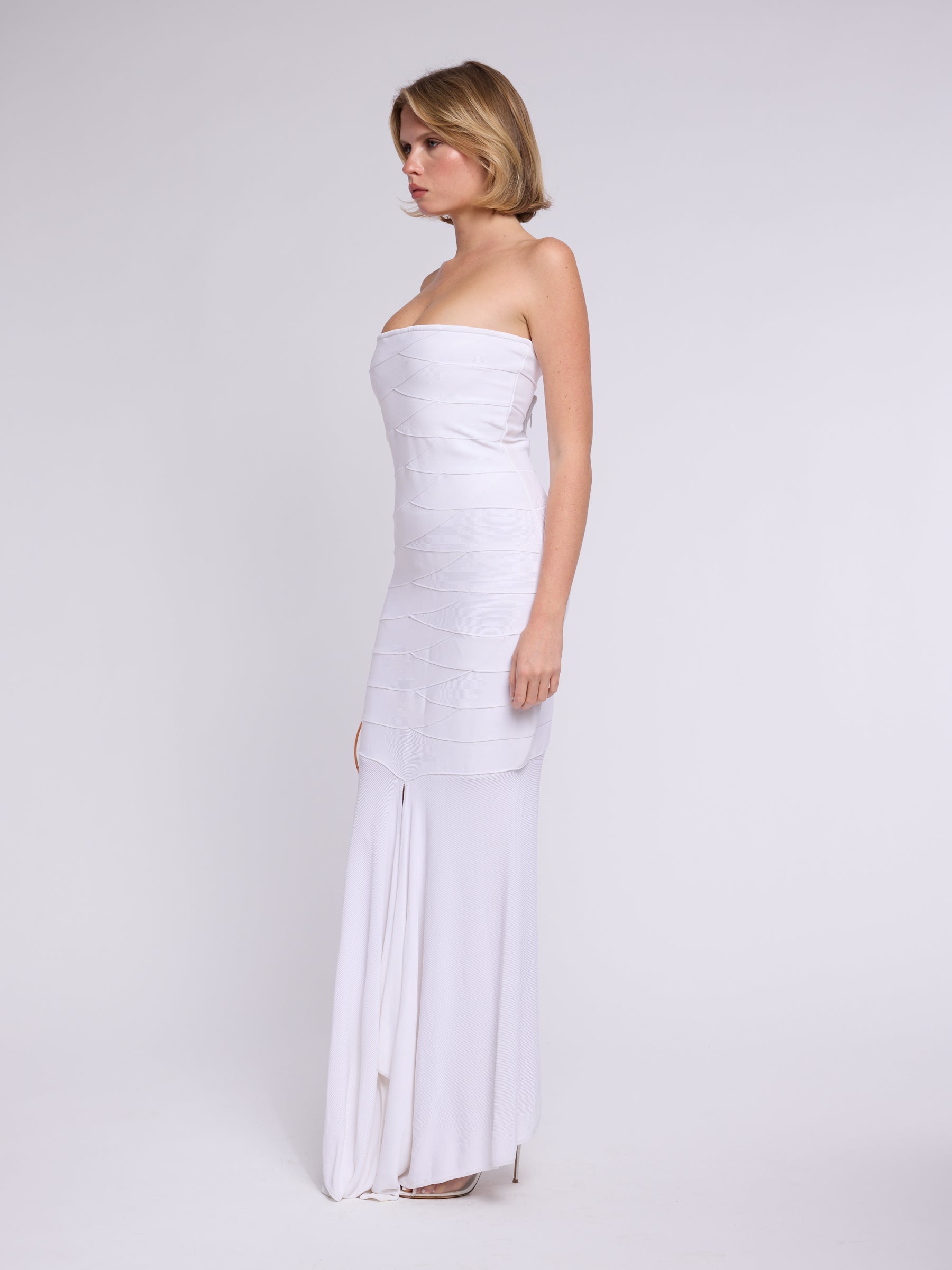 Hervé Léger 2000s White Fishtail Dress